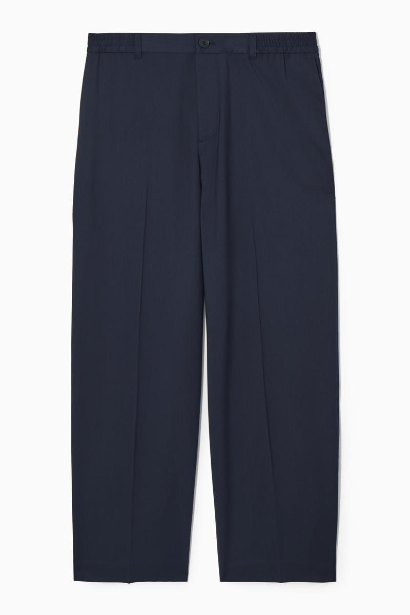 Wool Straight-Leg Trousers in Blue