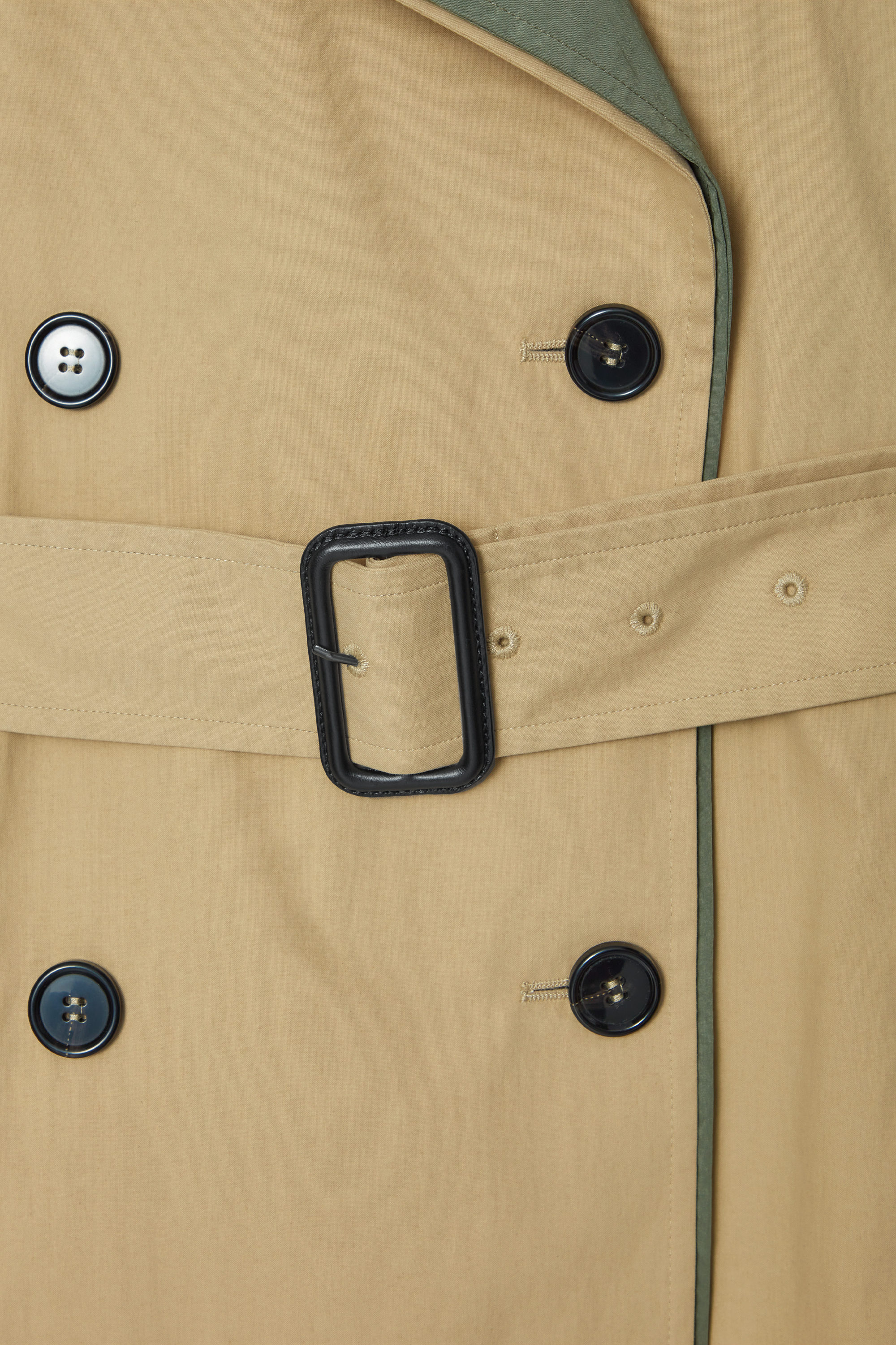 LAYERED DOUBLE-BREASTED TRENCH COAT - BEIGE / KHAKI