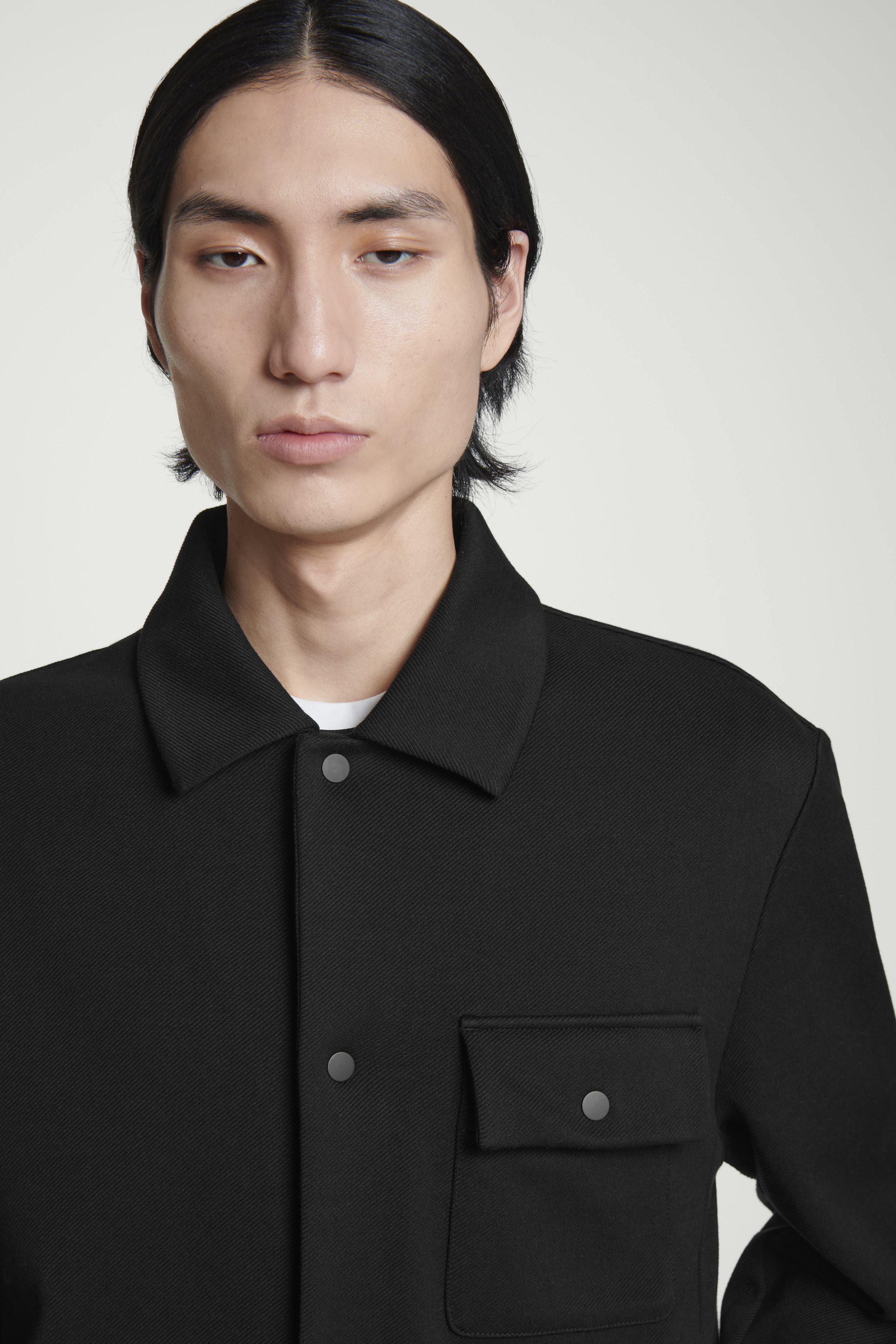 JERSEY-TWILL SHIRT JACKET - BLACK | COS