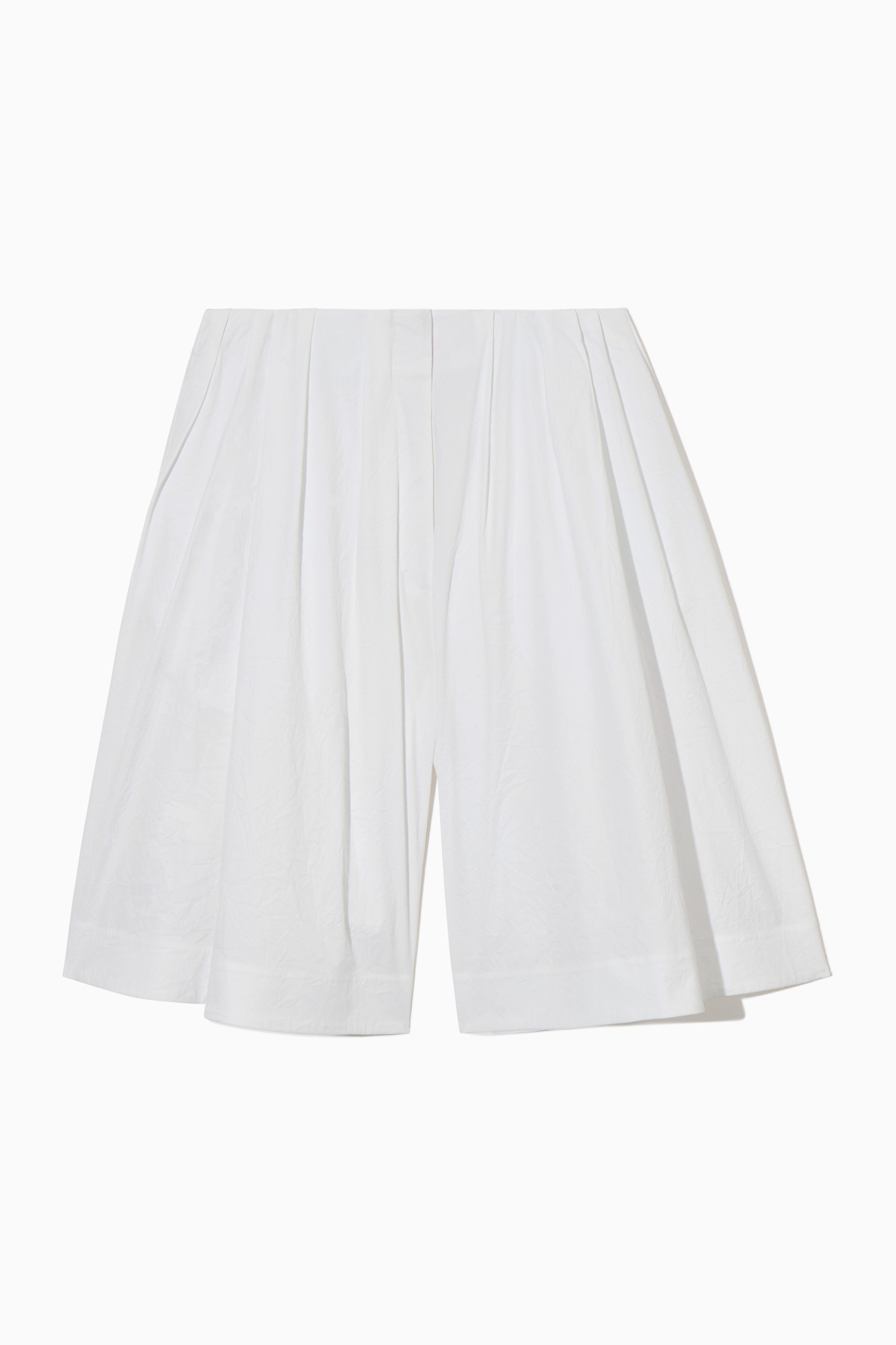 Anti-wrinkle space cotton A-line shorts elastic waistband pleated
