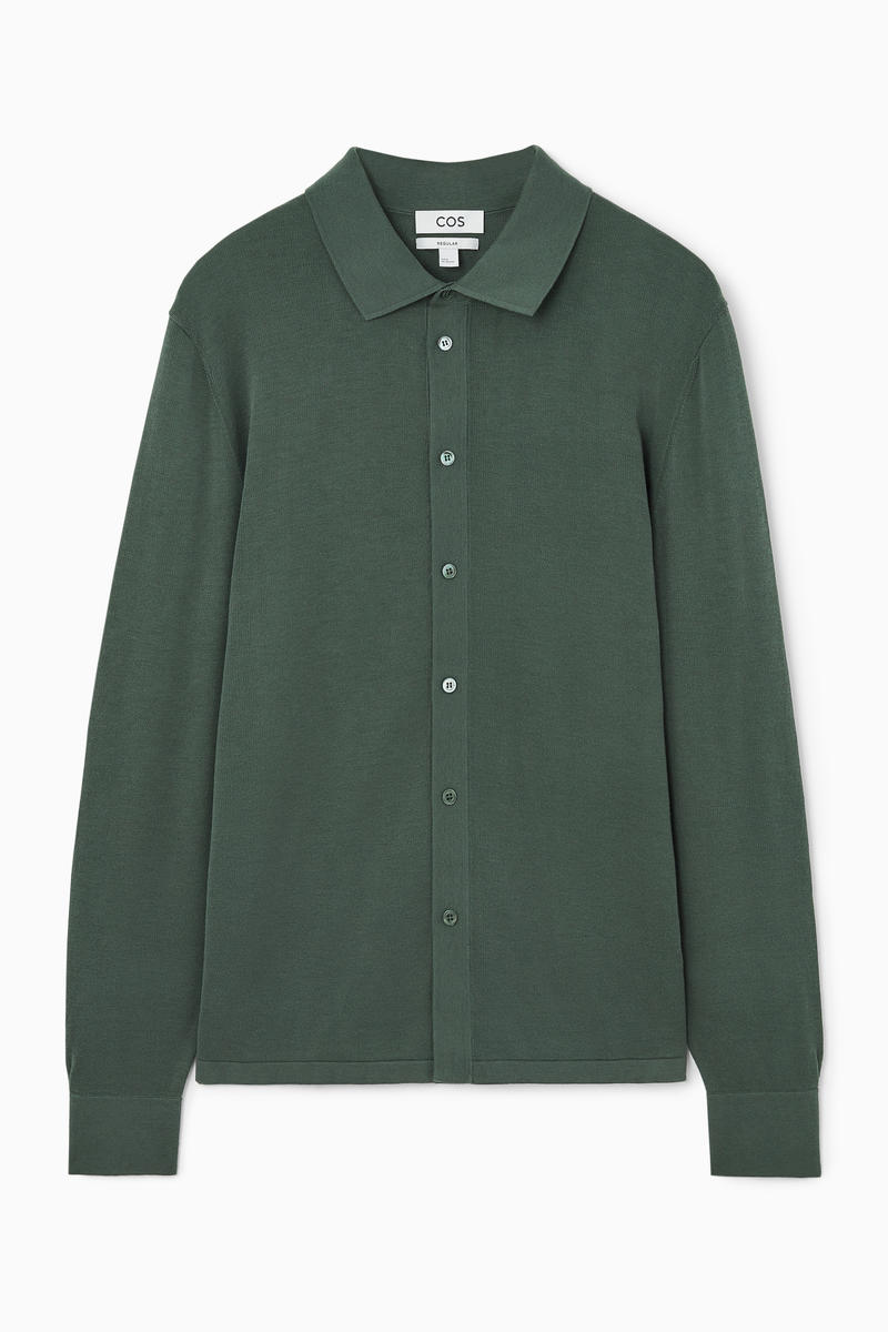 Knitted Silk-Blend Overshirt in Green