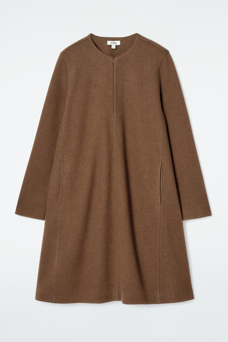 A-Line Boiled-Wool Mini Dress