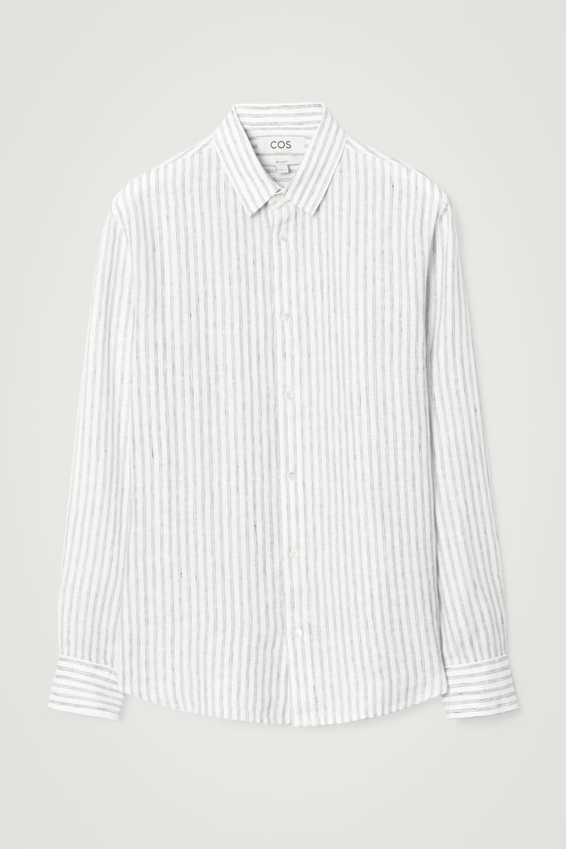 Long-Sleeved Striped Linen Shirt