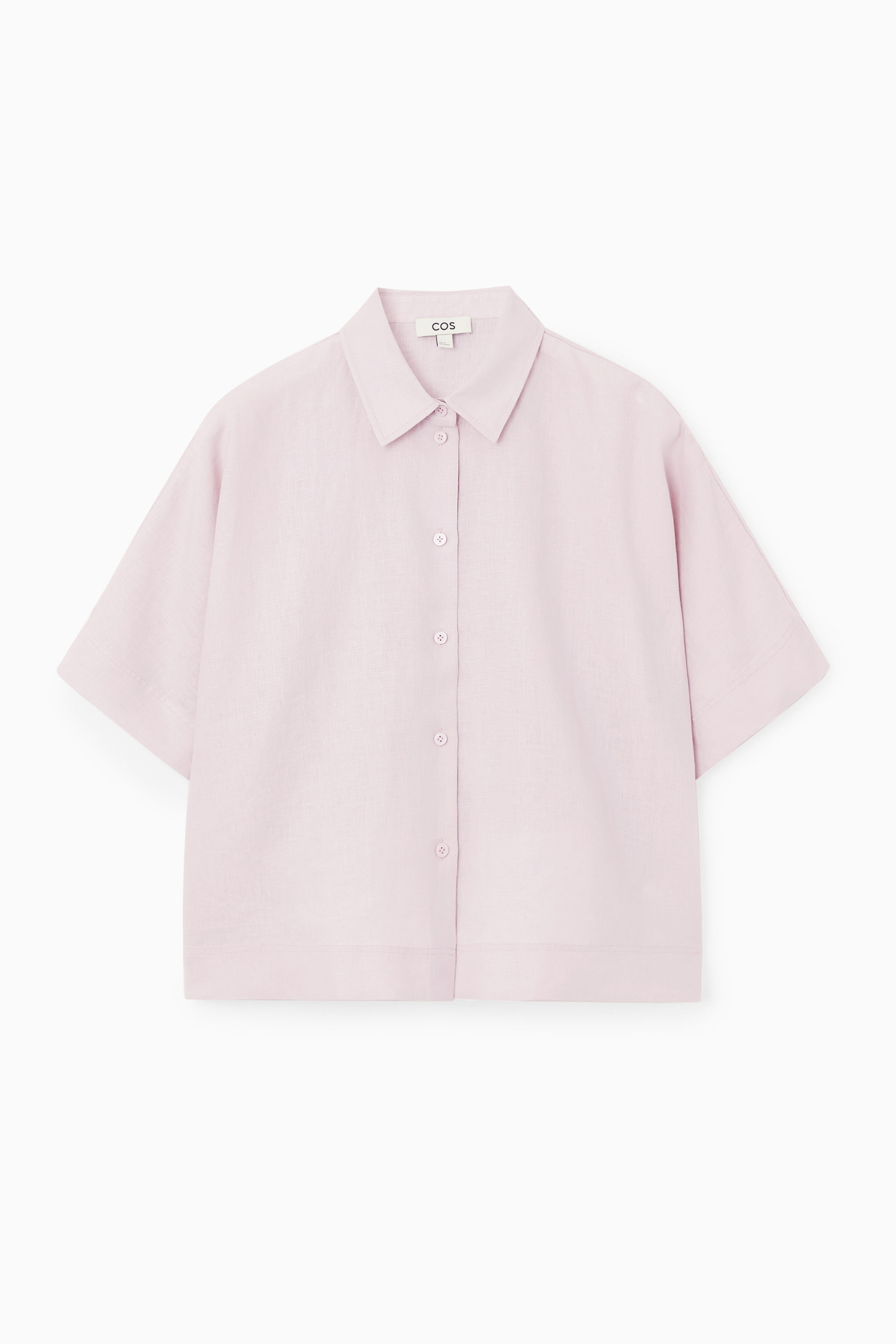 SHORT-SLEEVED LINEN SHIRT - LILAC | COS