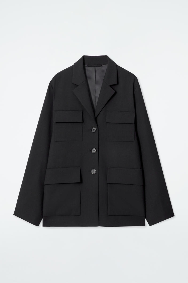 Relaxed Single-Breasted Utility Blazer