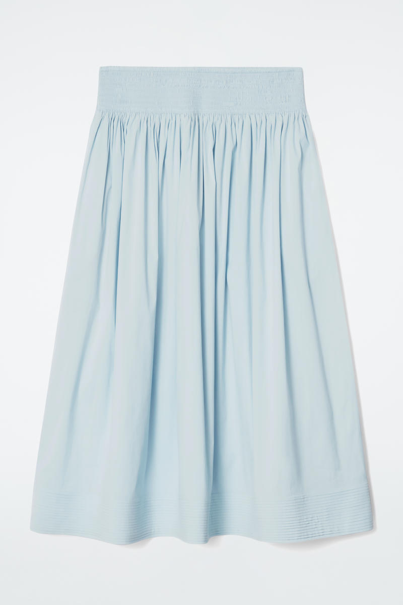 Smocked A-Line Midi Skirt