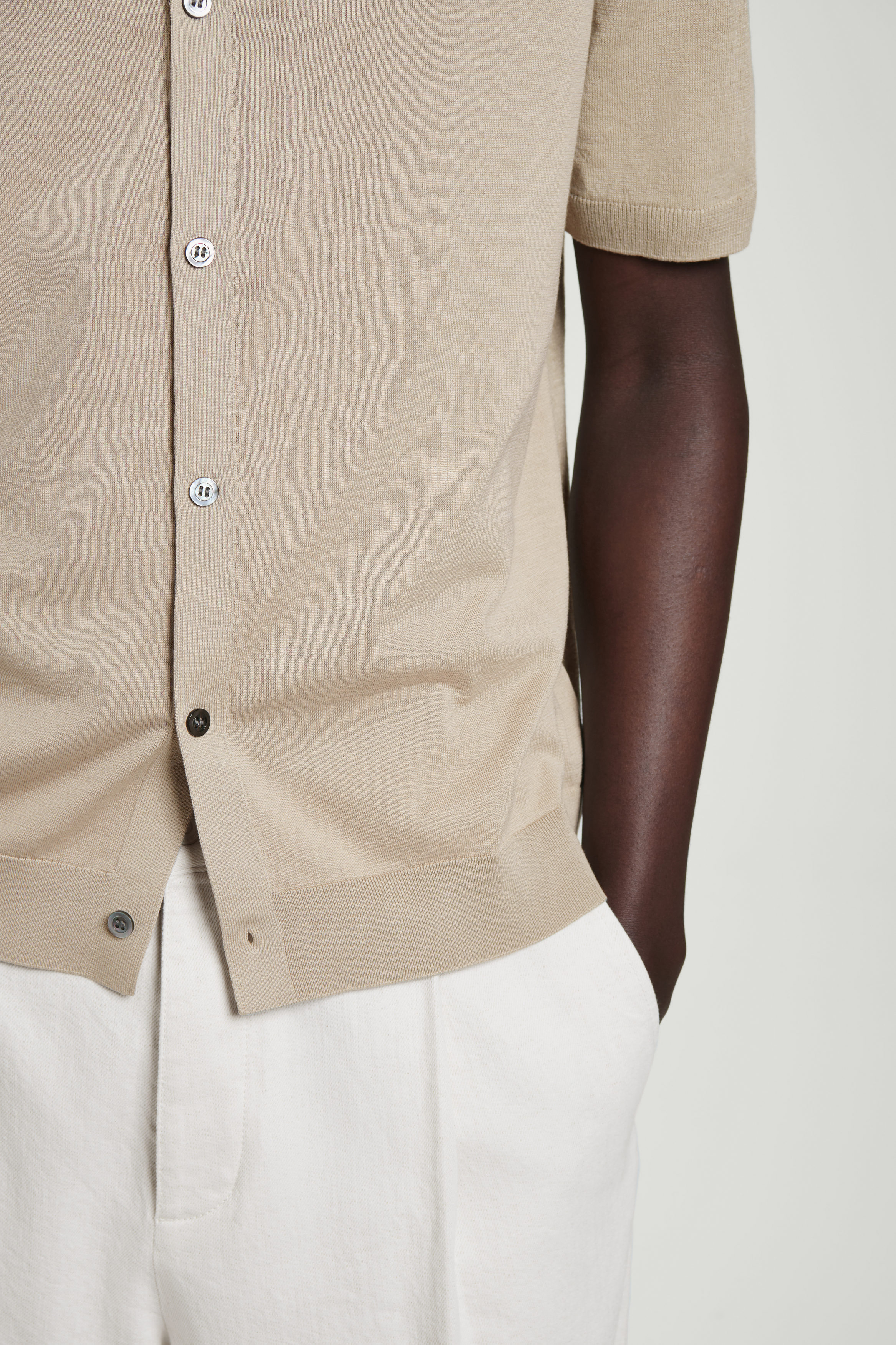 KNITTED LINEN-SILK SHIRT - MOLE | COS