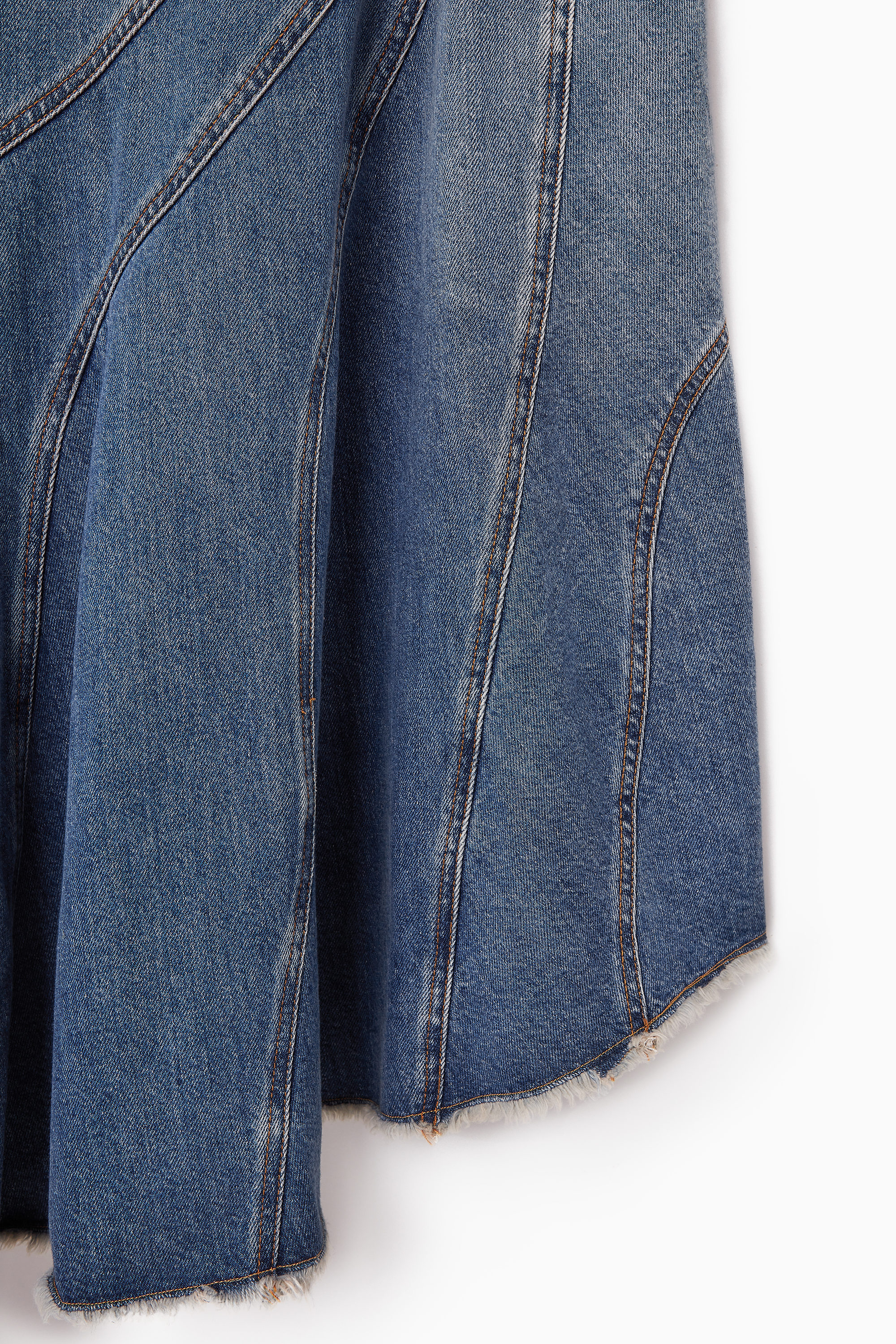 knee length dresses for ladies Montsand Denim Blue Corset Midi Dress main image 1