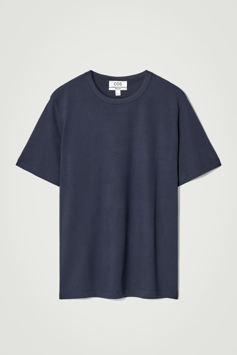 Regular Lightweight Brushed-Cotton T-Shirt in Blue