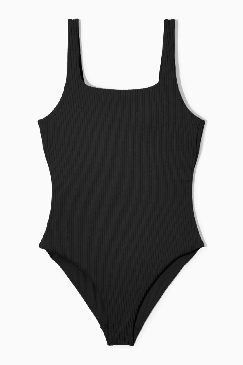 Square-Neck Ribbed Swimsuit