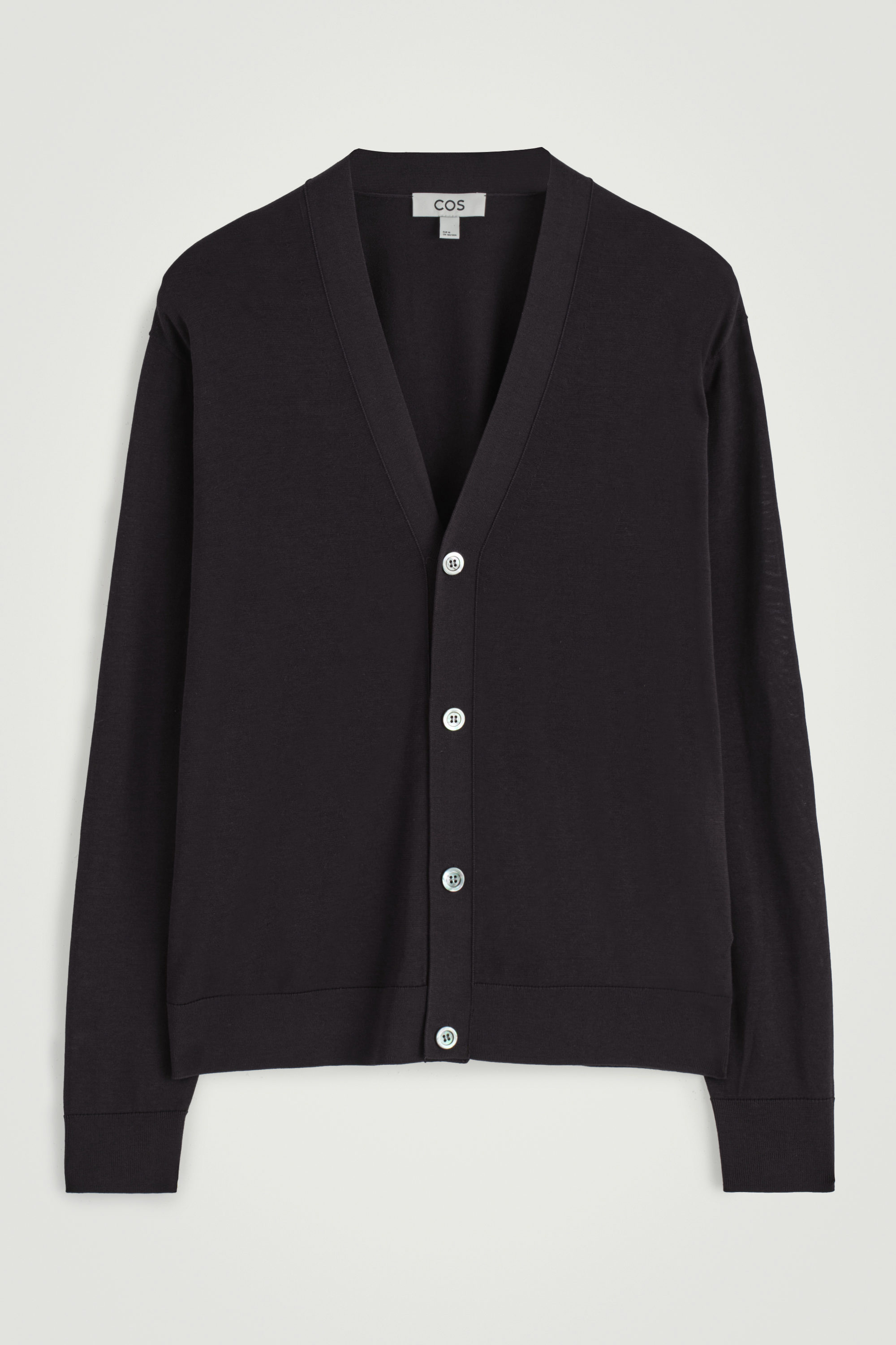 KNITTED SILK V-NECK CARDIGAN - DARK BROWN | COS US