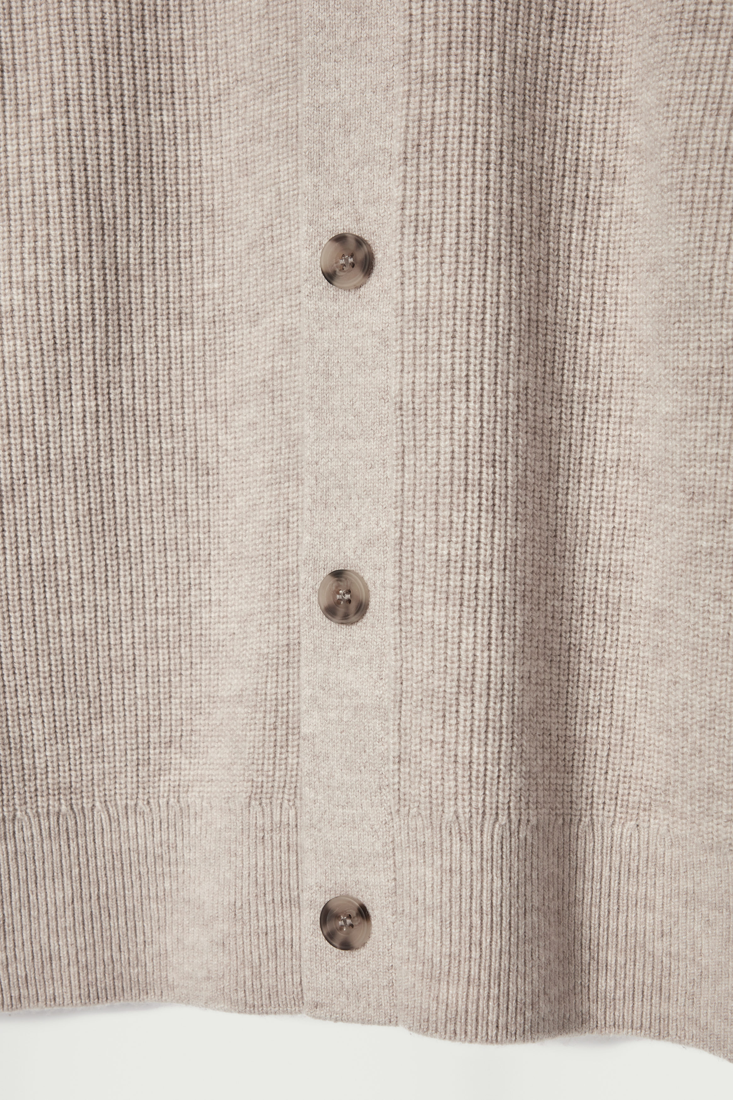 【COSYHARU】Cashmere ribbed cardigan COLLARED RIBBED WOOL-CASHMERE CARDIGAN - LIGHT BEIGE | COS