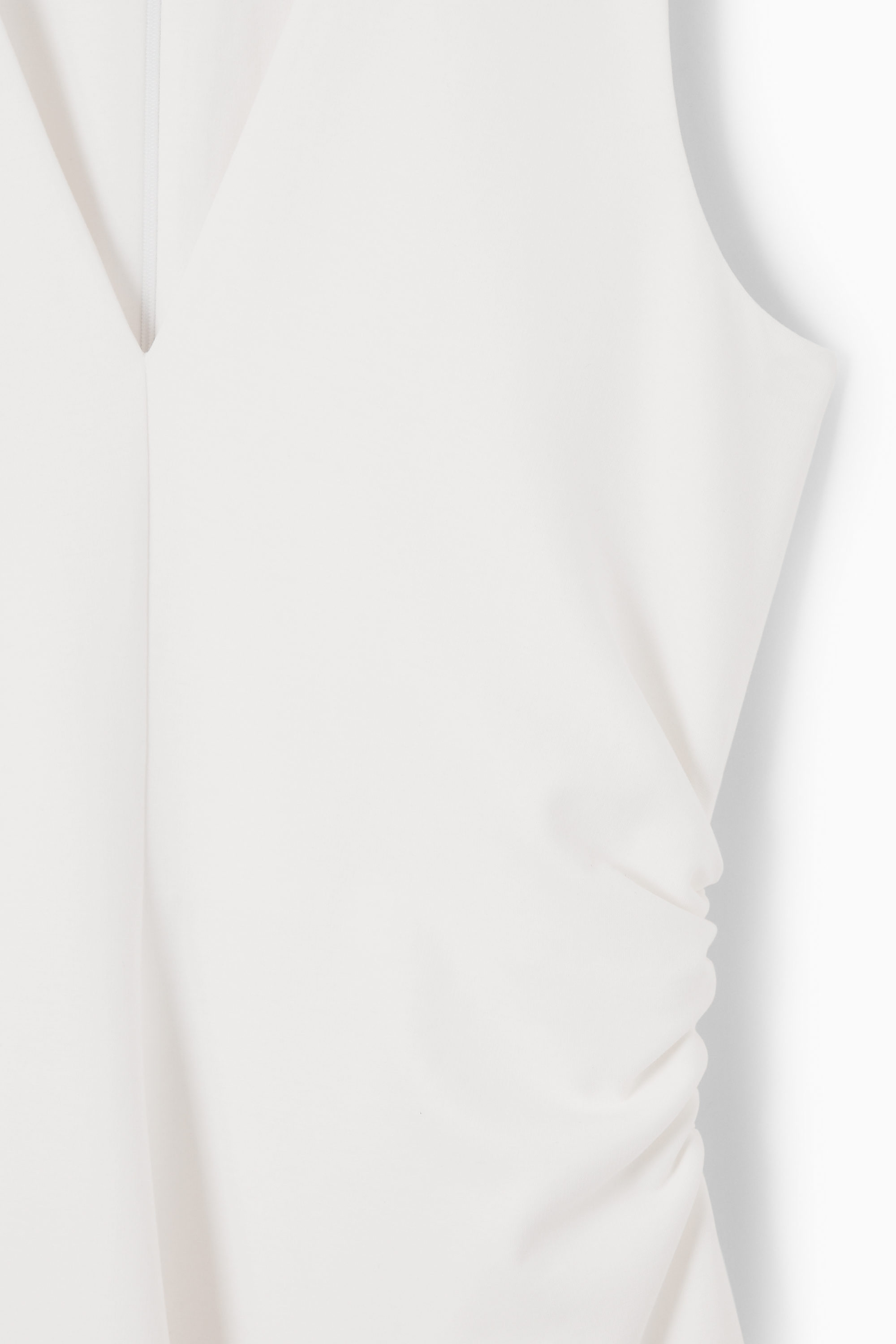 GATHERED ASYMMETRIC MIDI DRESS - RED