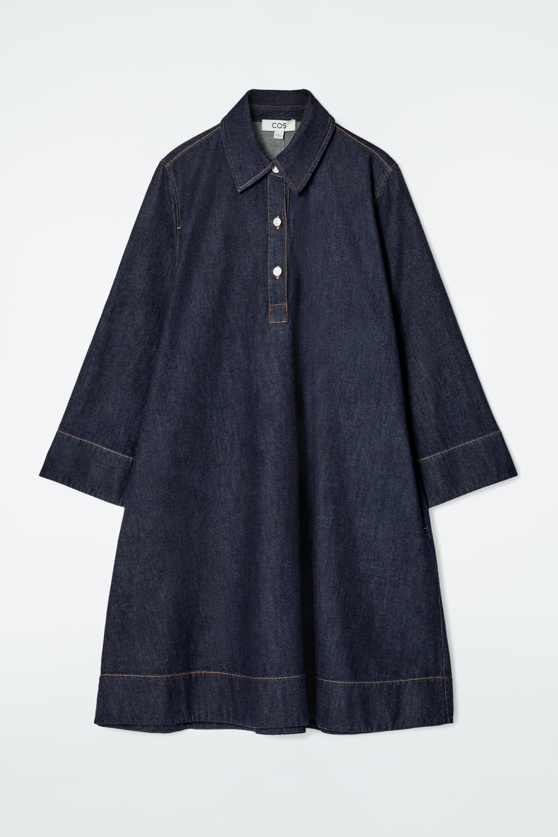 A-Line Denim Mini Shirt Dress