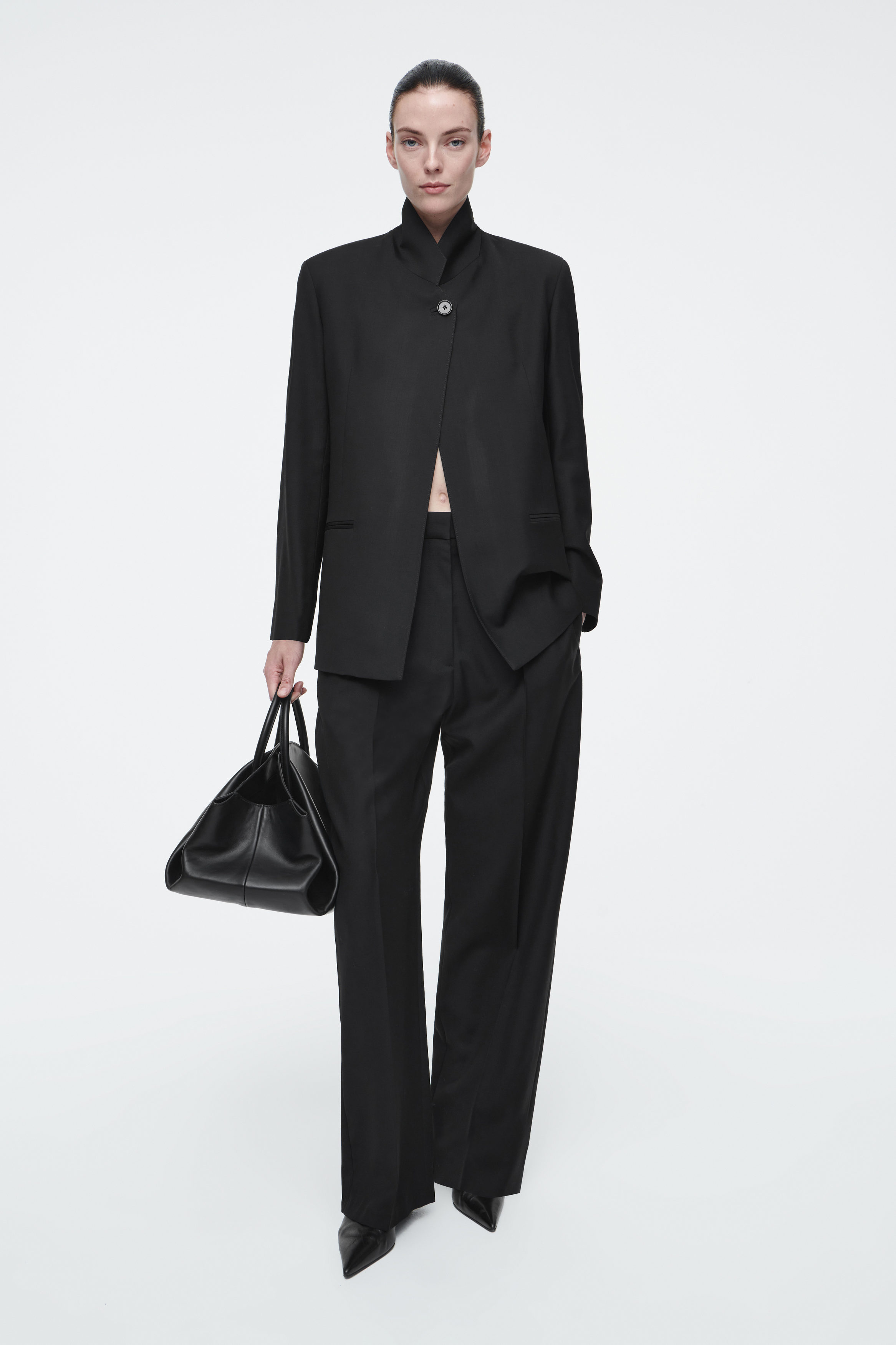 RELAXED WOOL BARREL-LEG PANTS