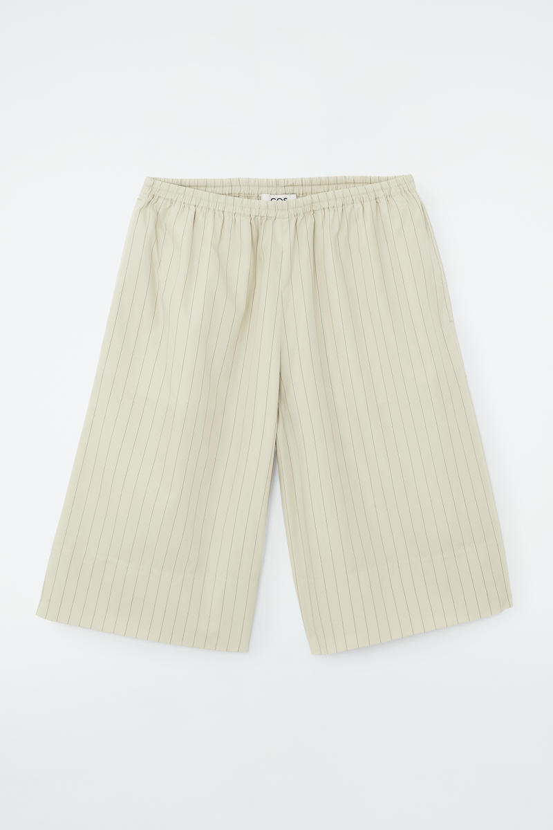 Pinstriped Knee-Length Shorts