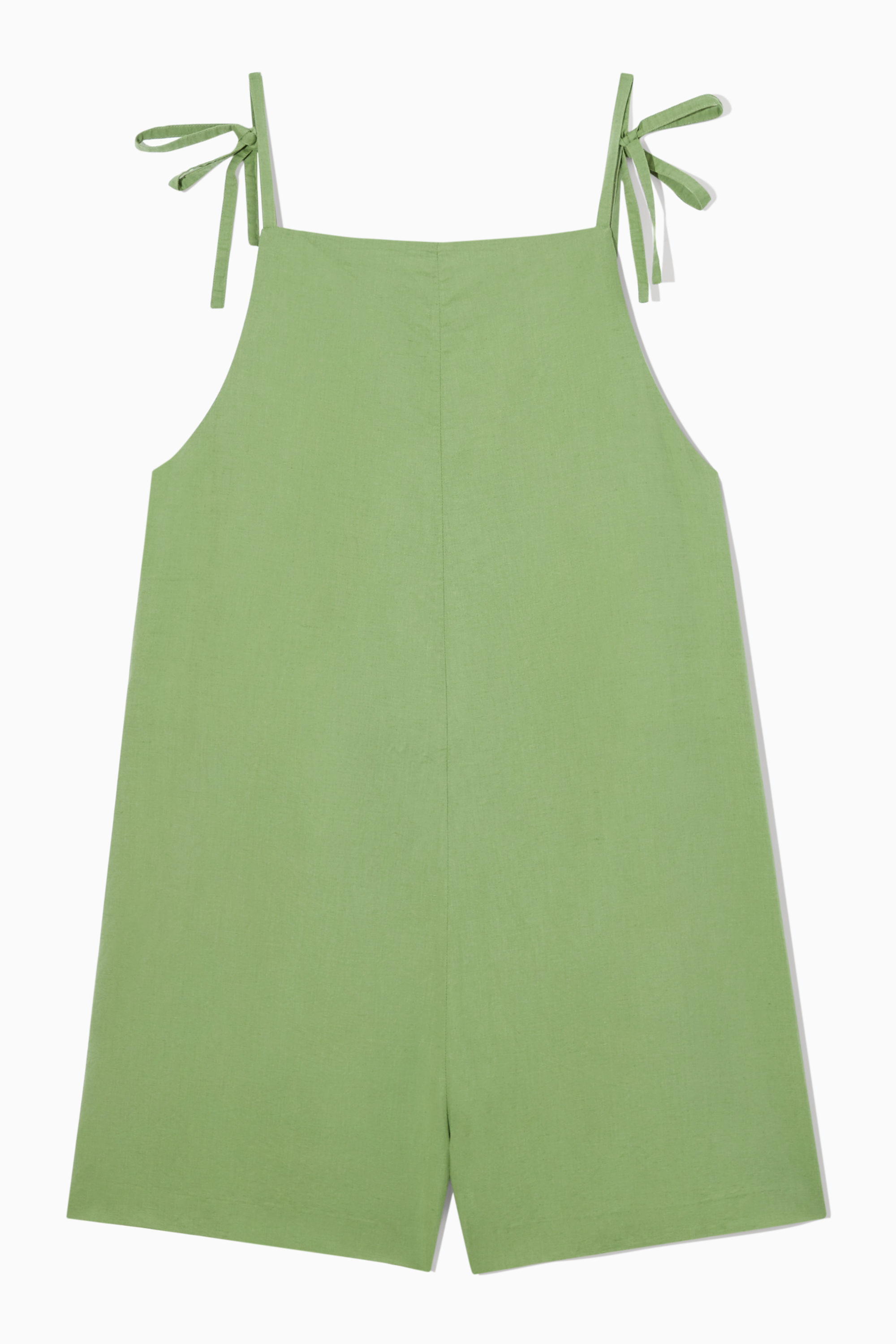 SQUARE-NECK LINEN ROMPER - OLIVE GREEN | COS