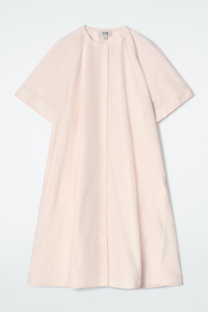 Raglan-Sleeve Cotton Midi Dress