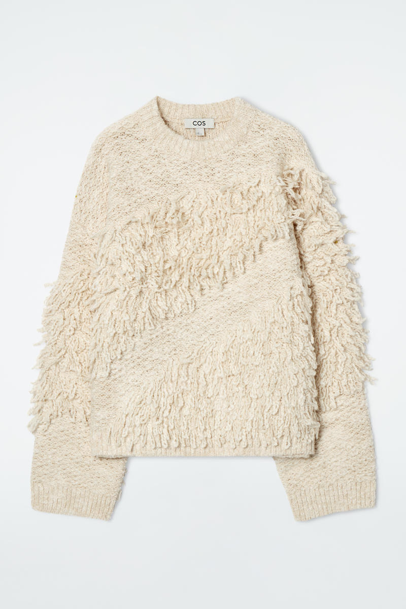 Cos Textured Loop-knit Wool Jumper In Neutral