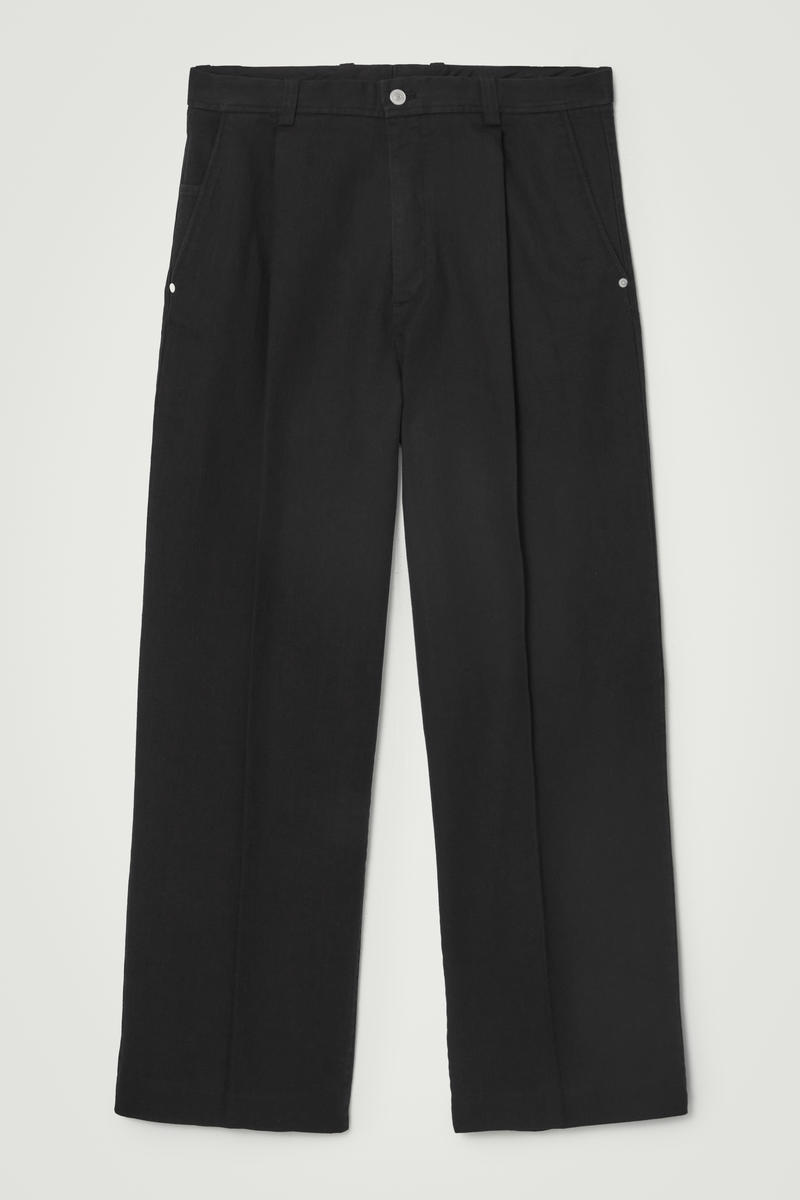 Pleated Wide-Leg Denim Trousers