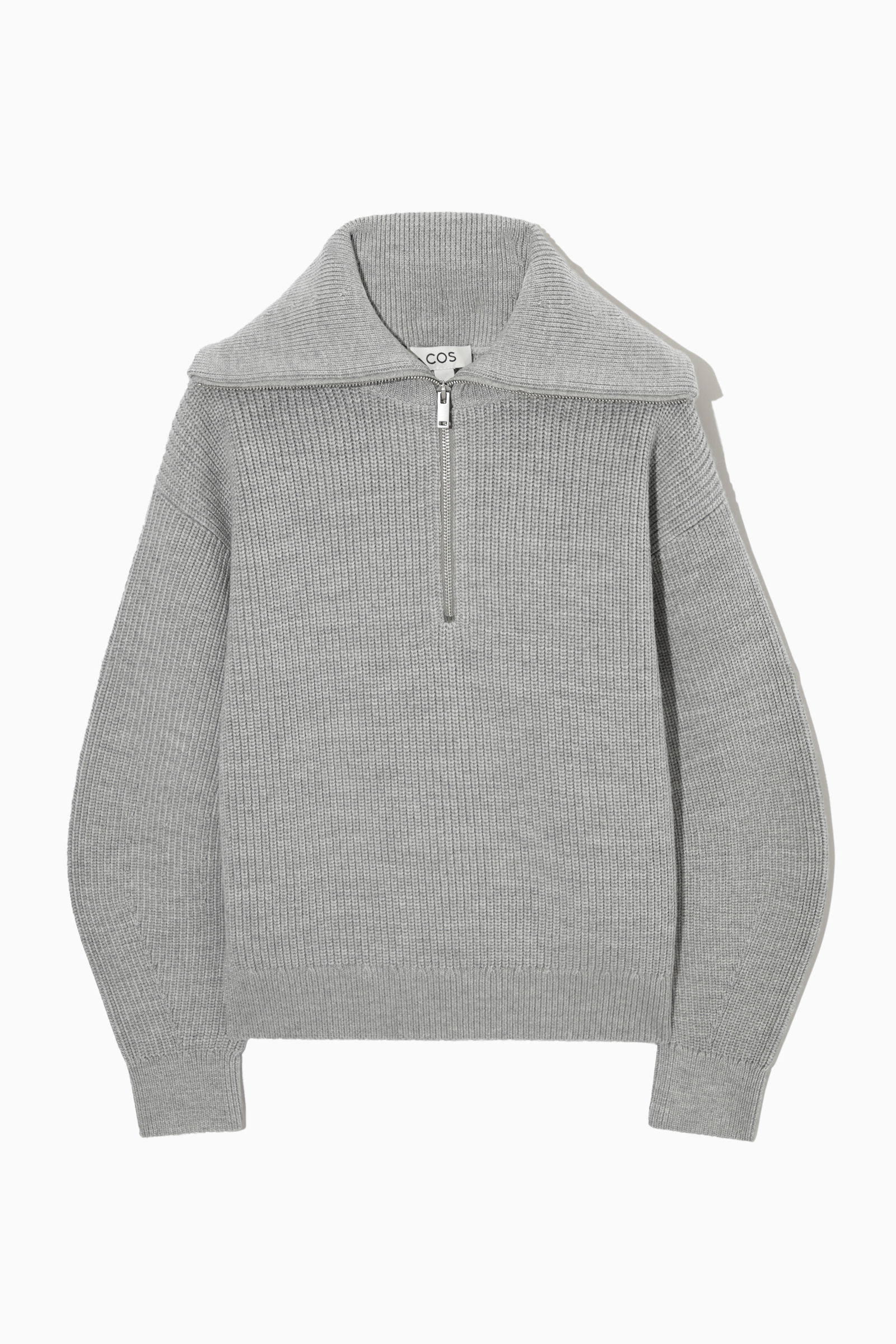 Wool and cotton half-zip jumper - DARK GREY - women | COS AU