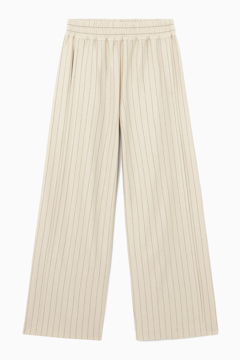 Pinstriped Straight-Leg Trousers