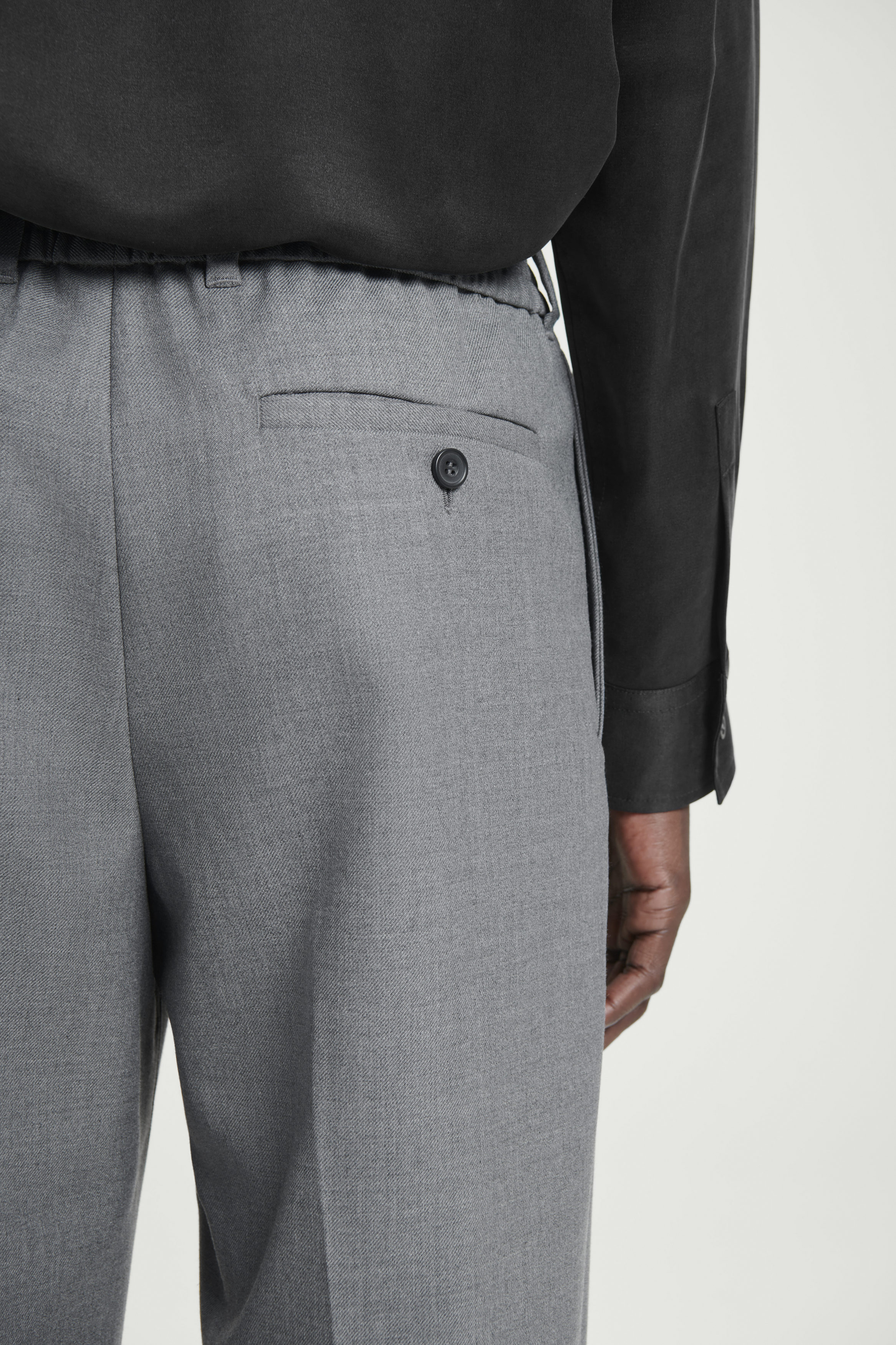 TURN-UP WOOL-BLEND STRAIGHT-LEG PANTS - GRAY MÉLANGE | COS