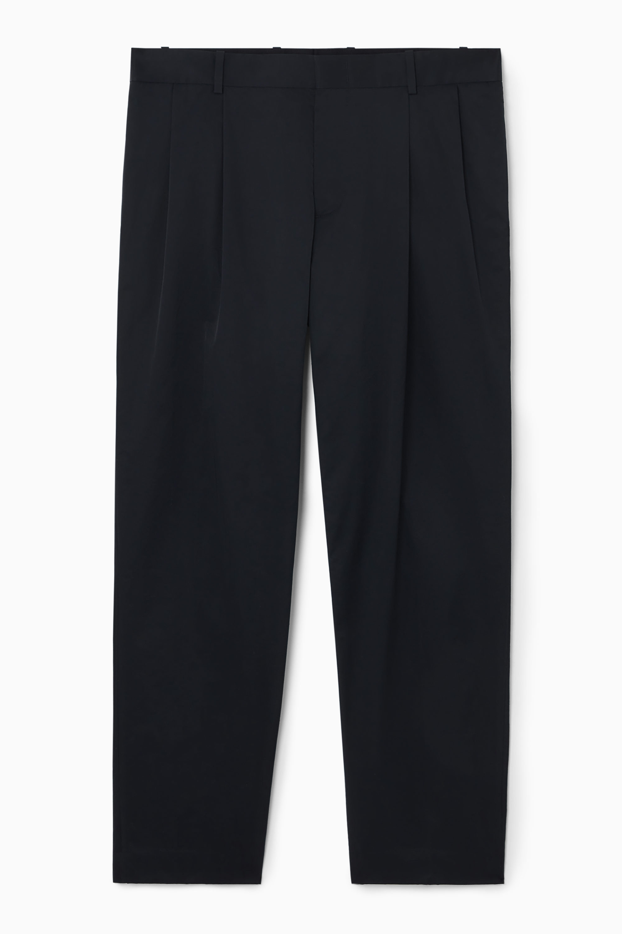 PLEATED COTTON TAPERED TROUSERS - NAVY | COS