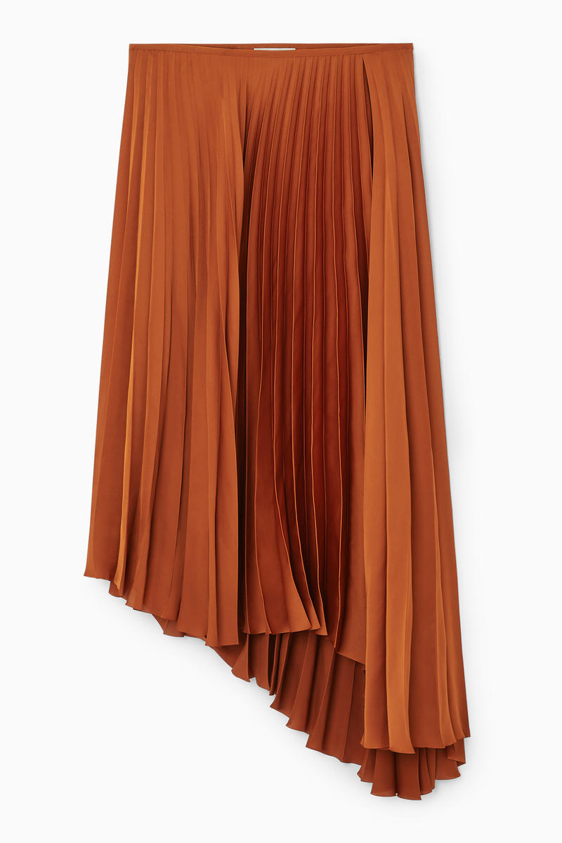 Asymmetric Pleated Midi Skirt