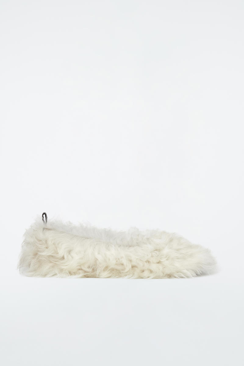 Shop Cos The Shearling Ballet Flats In White