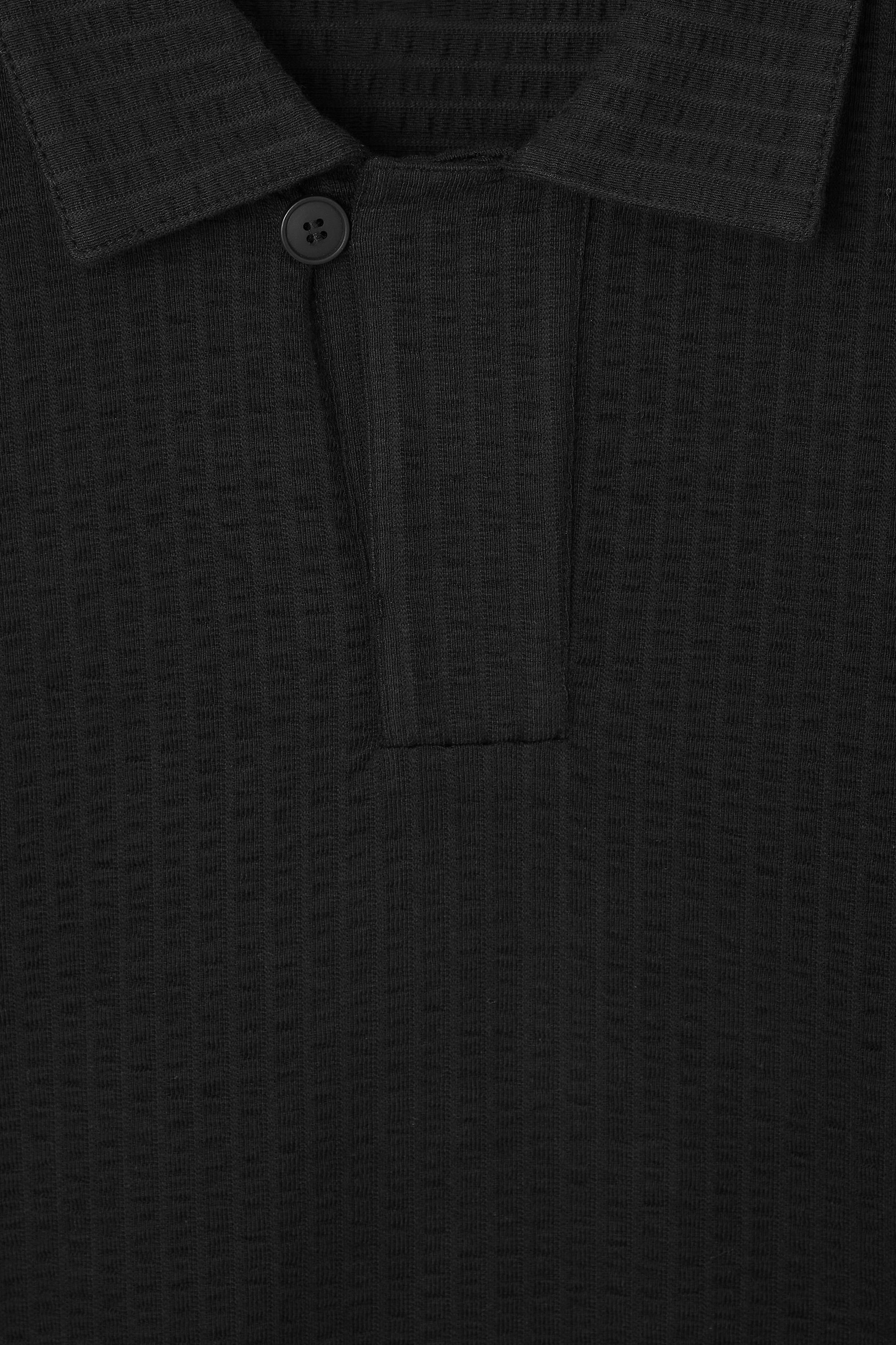 ★COOR★ Open collar cotton polo shirt black CMN3KT01K-BLK Open Collar Polo Shirt - Eton