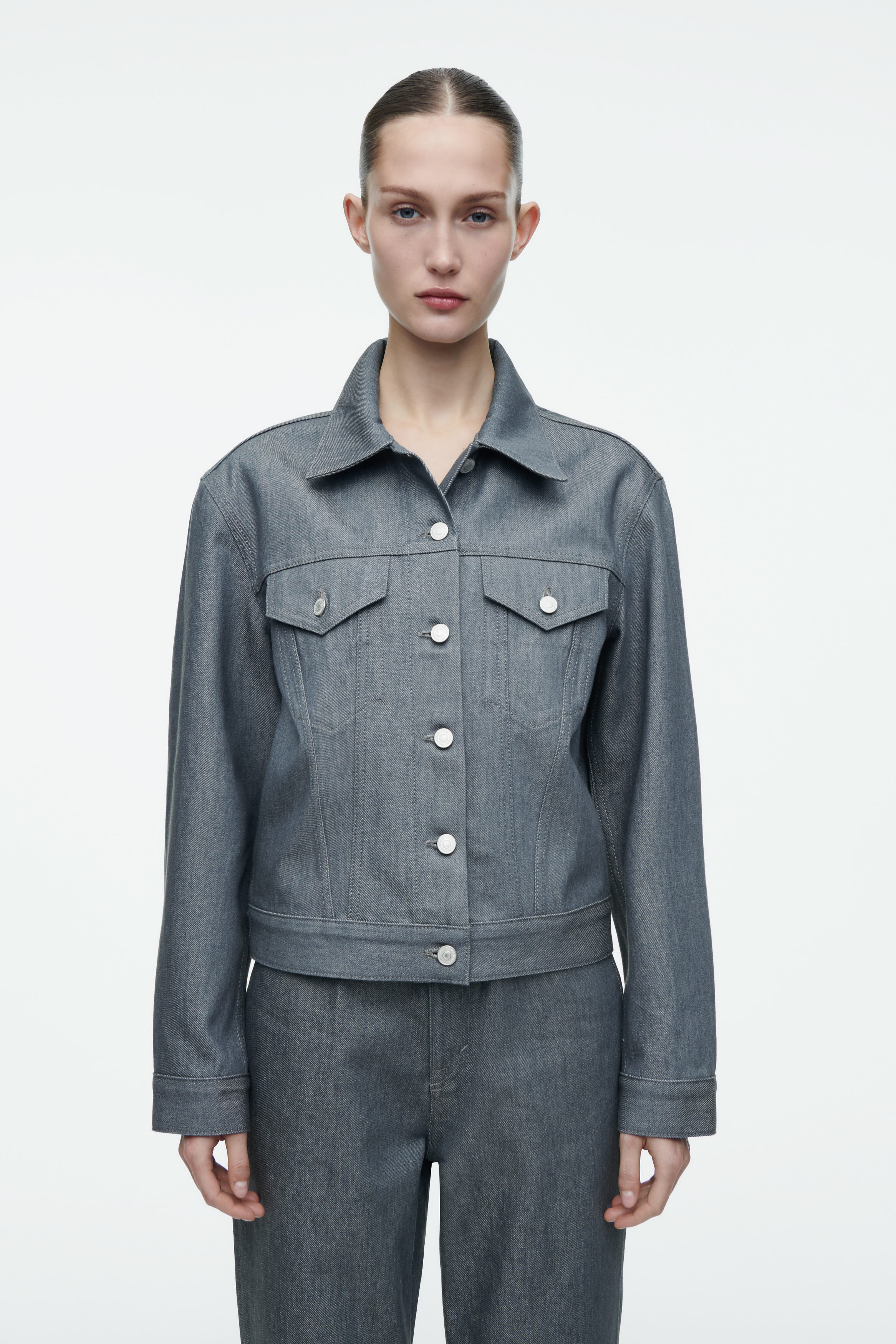 OVERSIZED RAW DENIM JACKET - RAW GRAY | COS