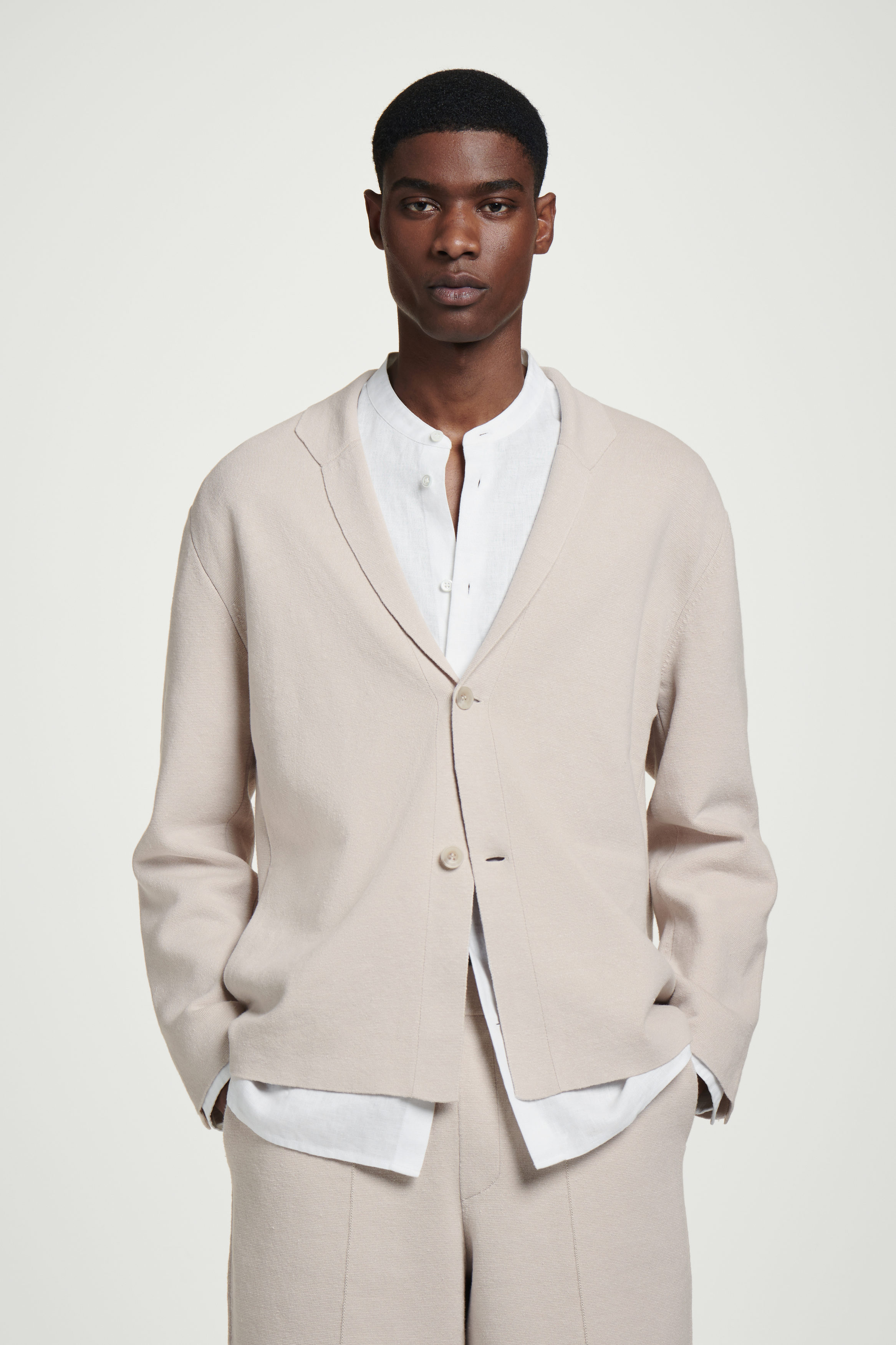レザージャケット・コート [MATINKIM]washed matt leather single blazer in light beige WASHED MATT LEATHER SINGLE BLAZER IN LIGHT BEIGE – Matin Kim