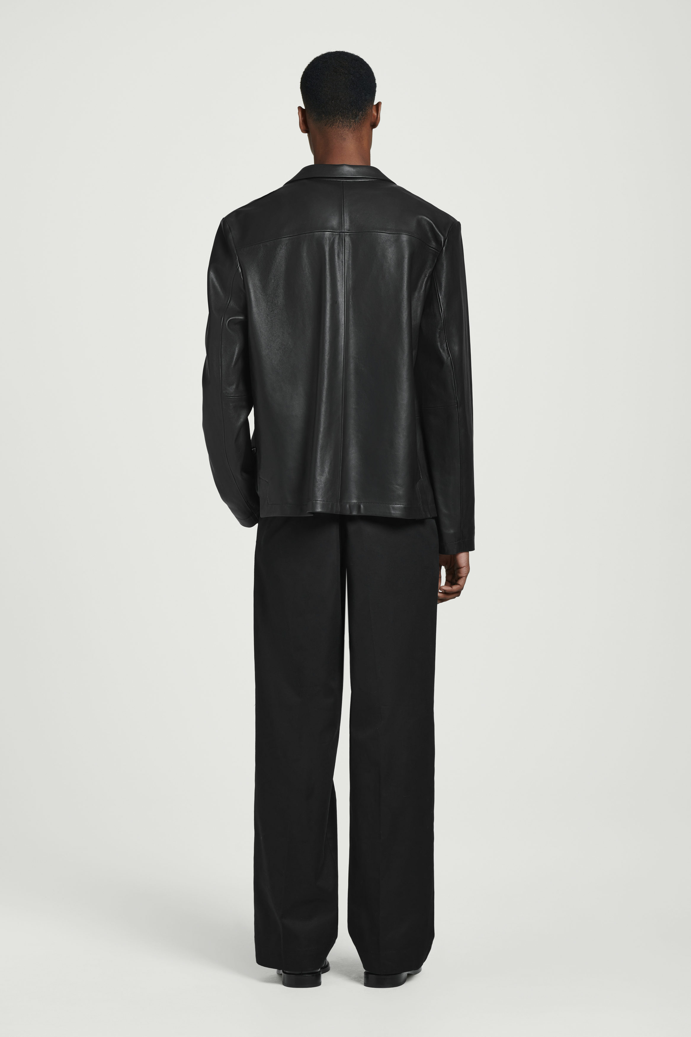 RELAXED COTTON STRAIGHT-LEG TROUSERS - BLACK | COS