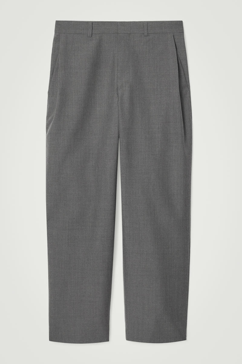 Tapered Wool-Hopsack Trousers in Grey