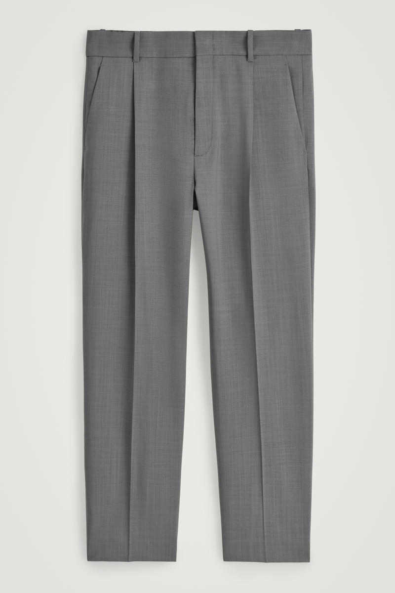 Fluid Lightweight Wool Trousers in Grey