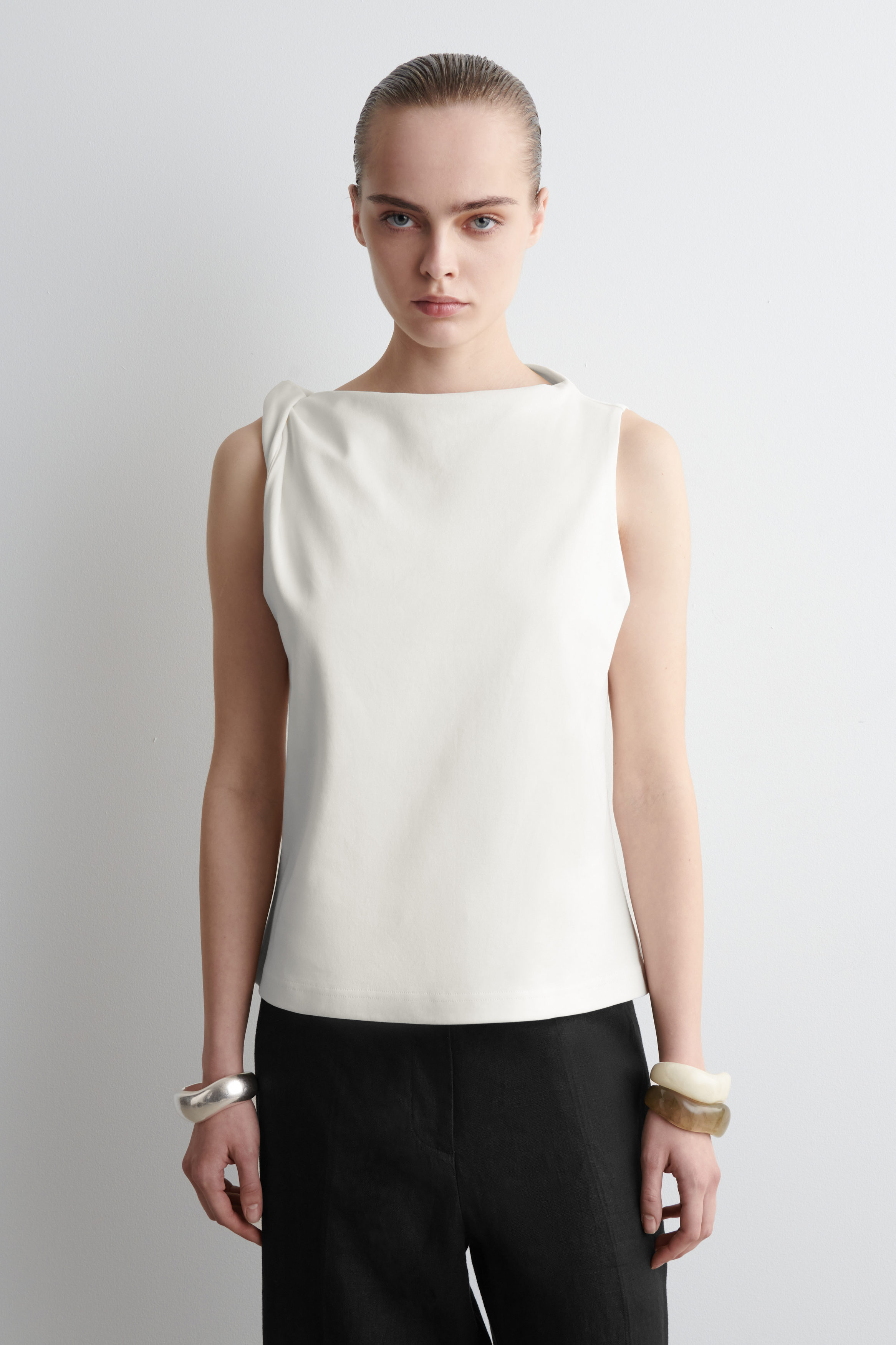 売れ筋商品|||ダナキャランニューヨーク カットソー トップス レディース Women's Crewneck Smocked Sleeveless Top WHT - WHITE Women's Ribbed-knit turtleneck top | White | Diesel
