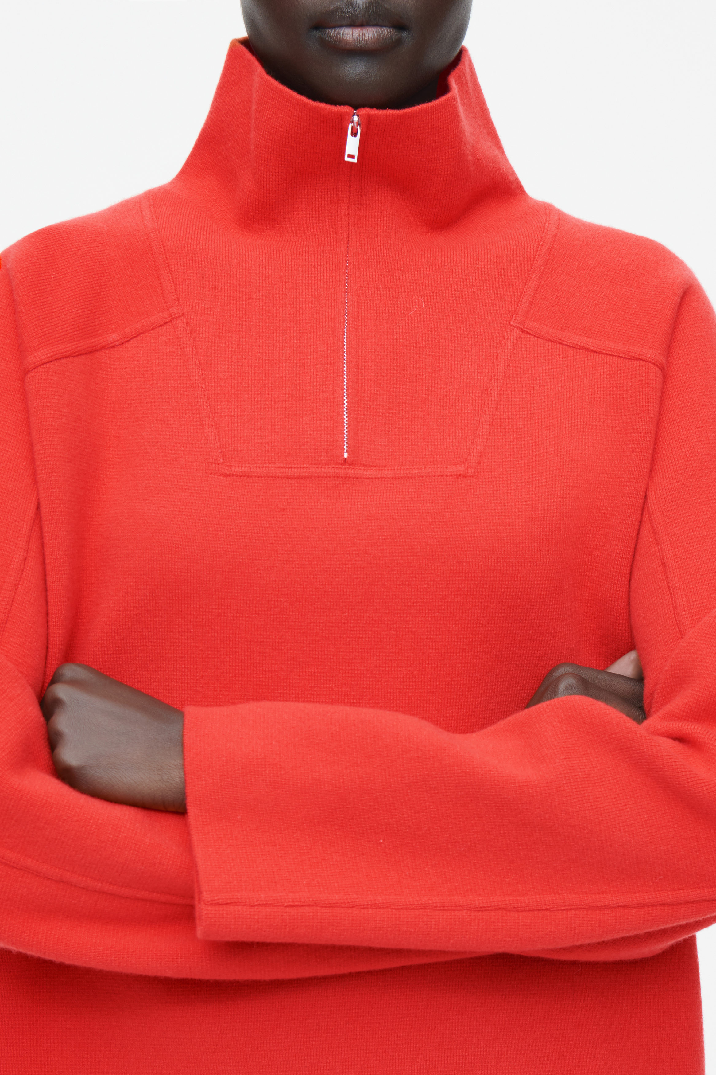 MERINO WOOL HALF-ZIP SWEATER - BRIGHT RED | COS