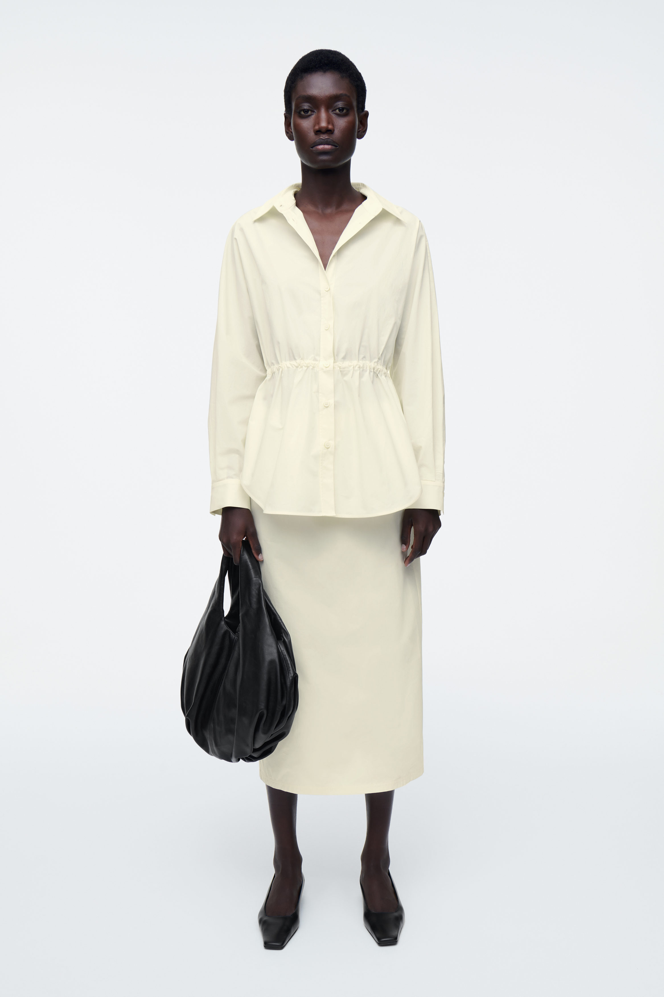 DRAWSTRING-WAIST SHIRT - BUTTERMILK