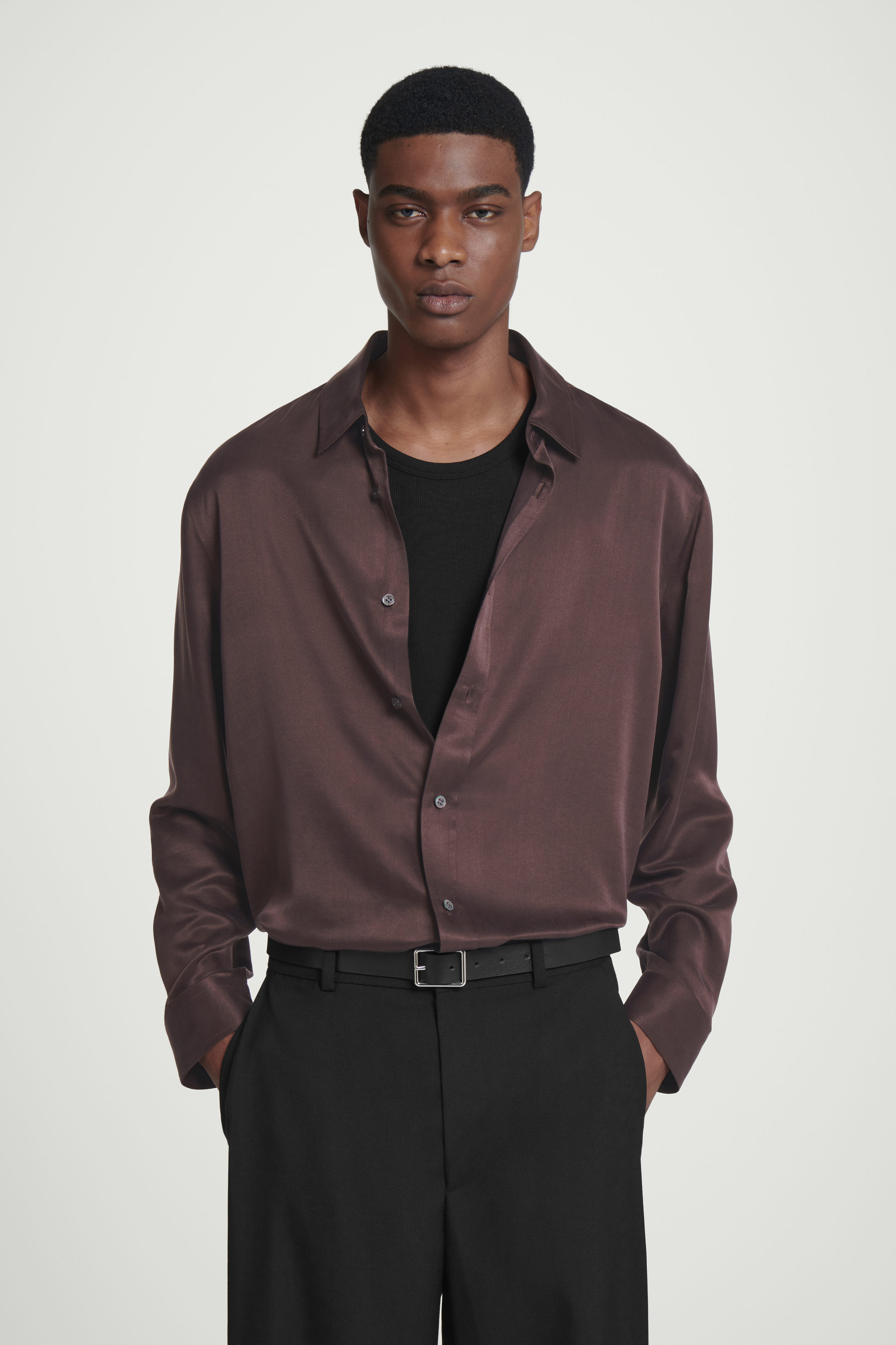 RELAXED SILK SHIRT - BLACK