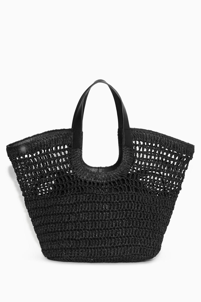 Leather-Trimmed Basket Bag