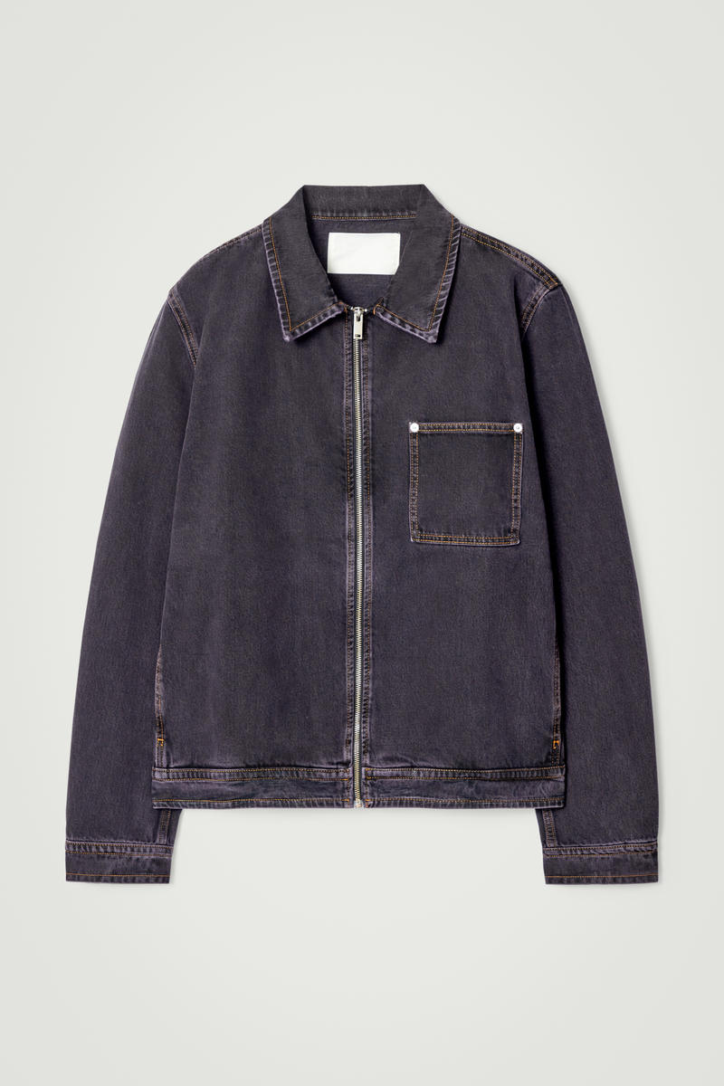 Boxy Denim Zip-Up Jacket