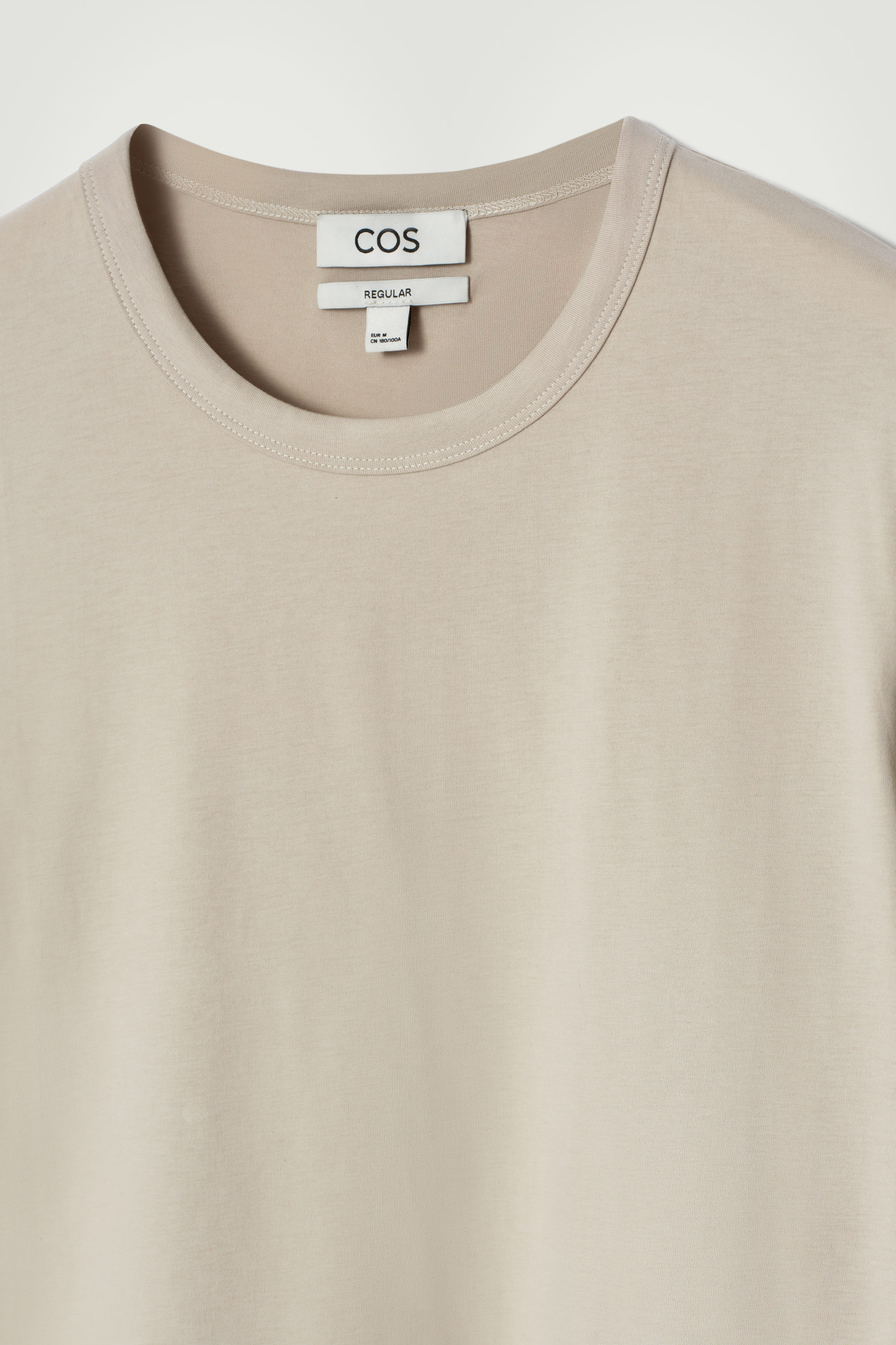 REGULAR BRUSHED-COTTON T-SHIRT - BEIGE | COS