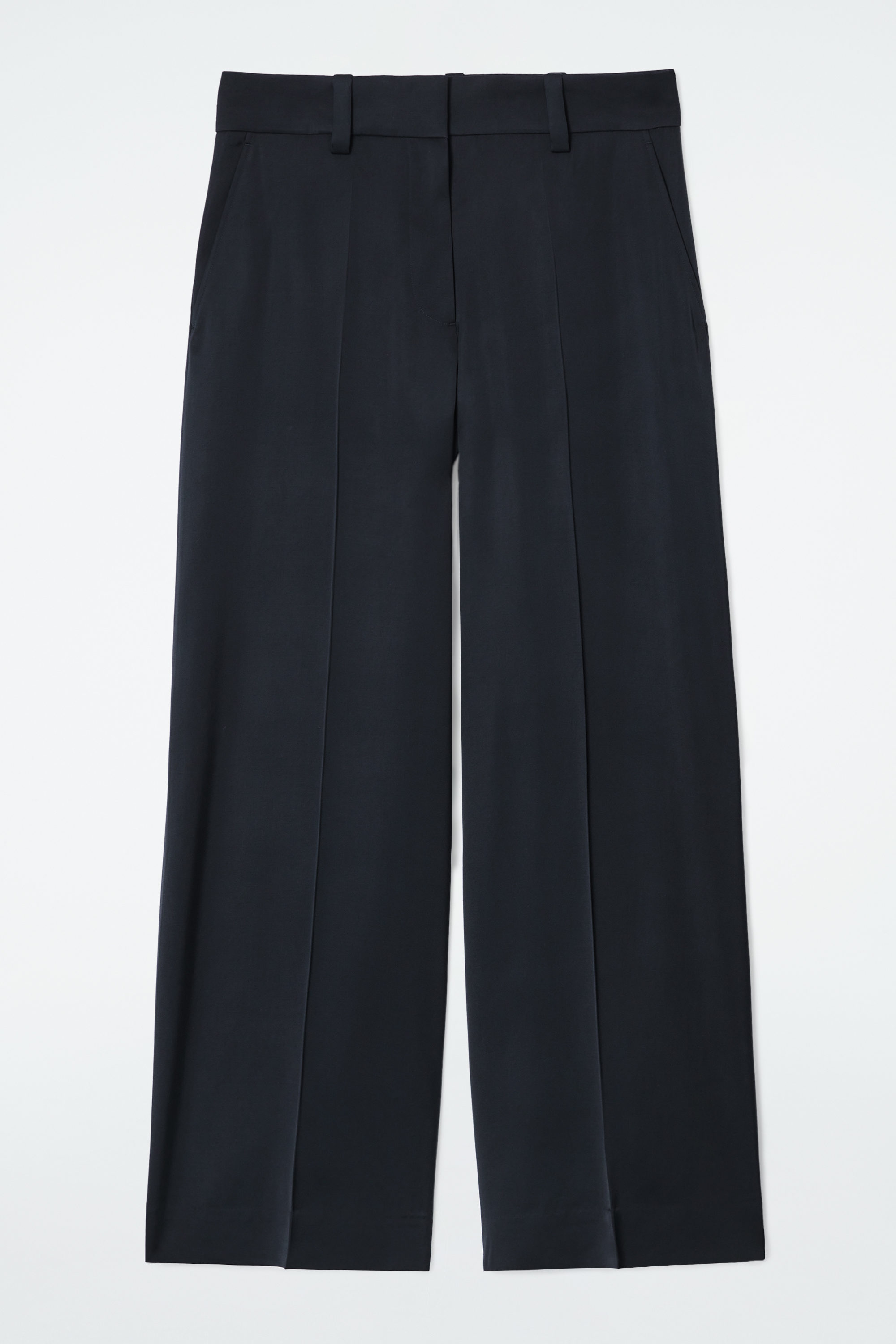 パンツ cos TAILORED SATIN WIDE-LEG TROUSERS TAILORED SATIN WIDE-LEG TROUSERS - NAVY | COS