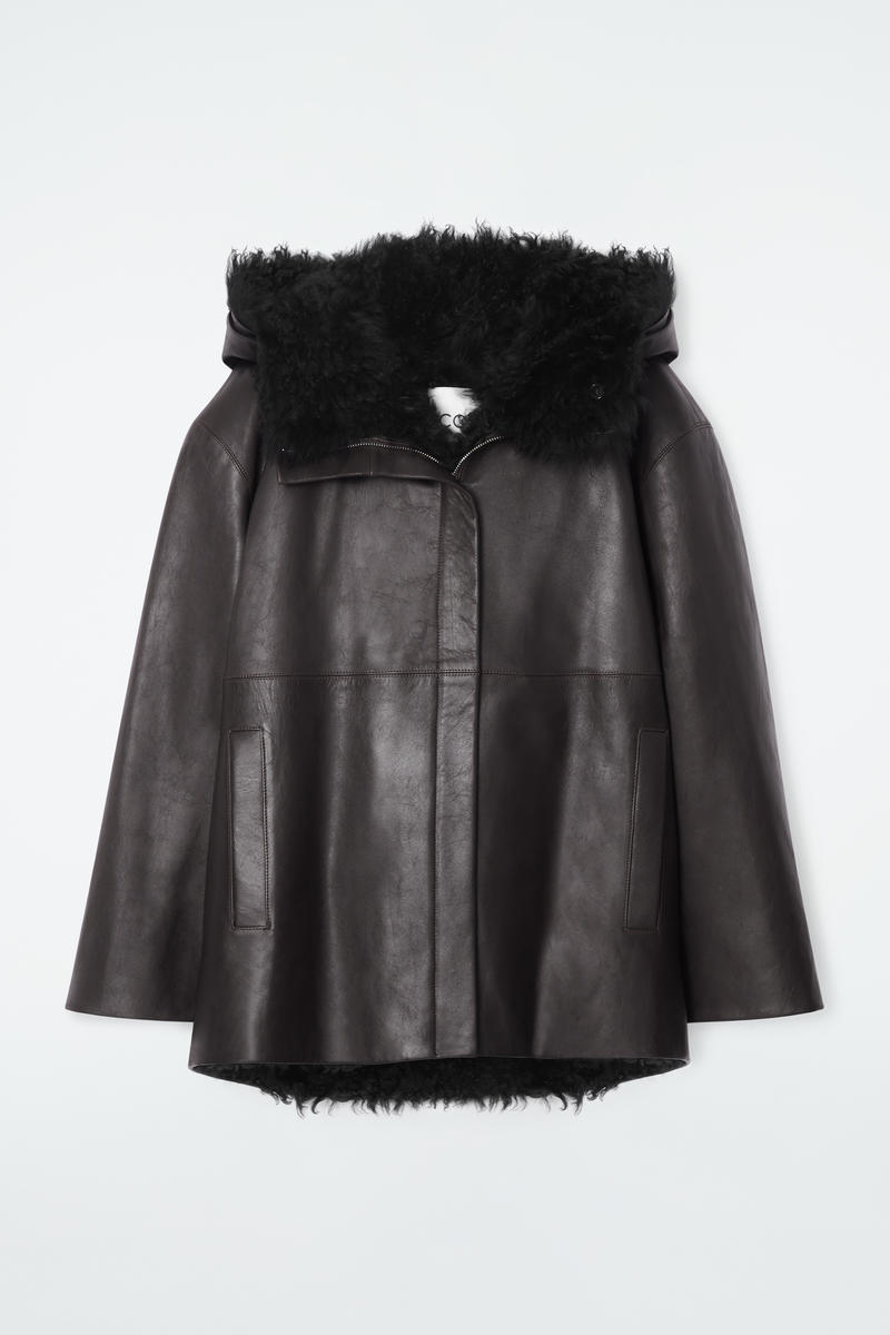 Shearling-Lined Nappa Hooded Jacket