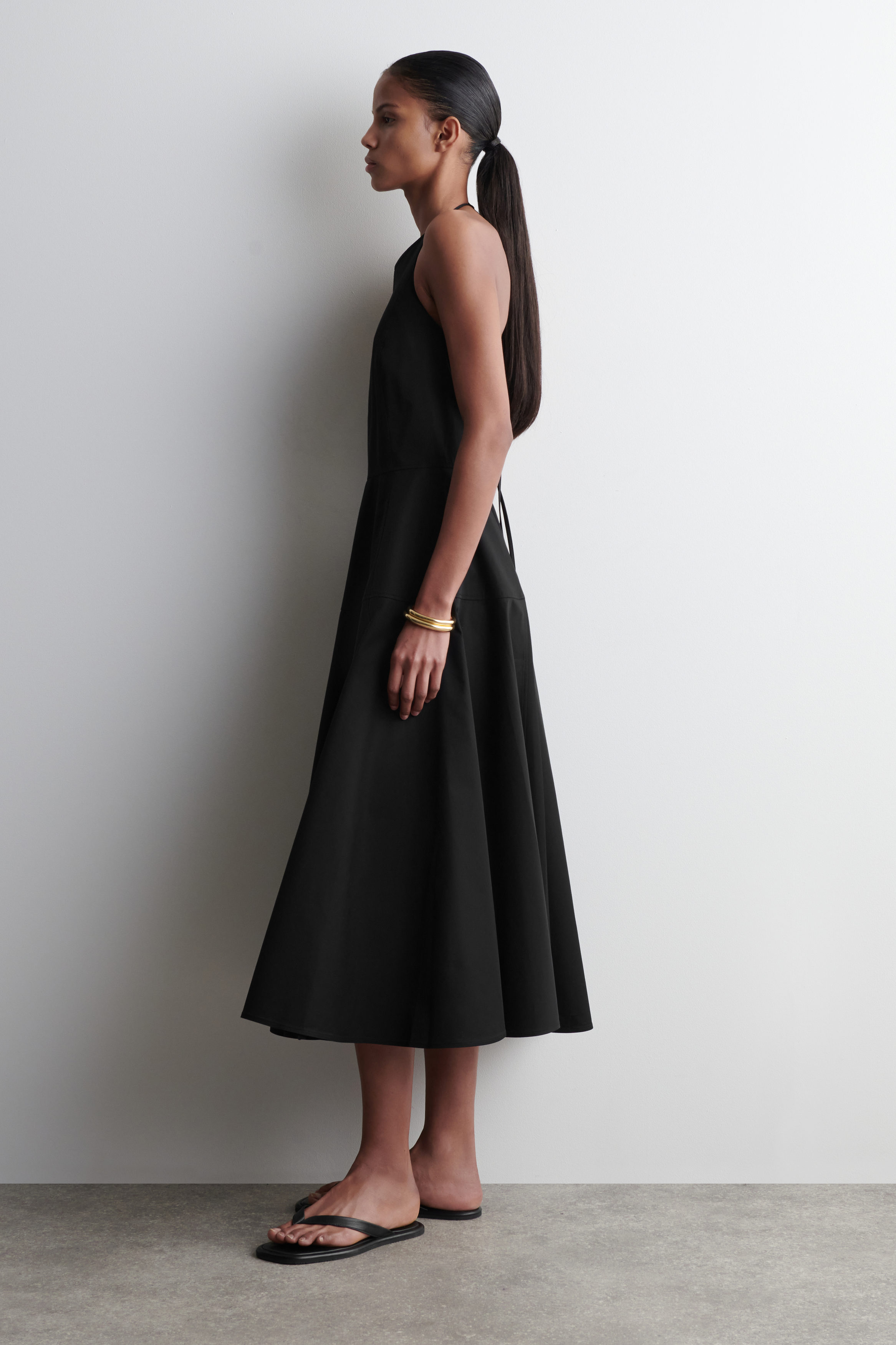 PIMA COTTON HALTERNECK DRESS - BLACK | COS US