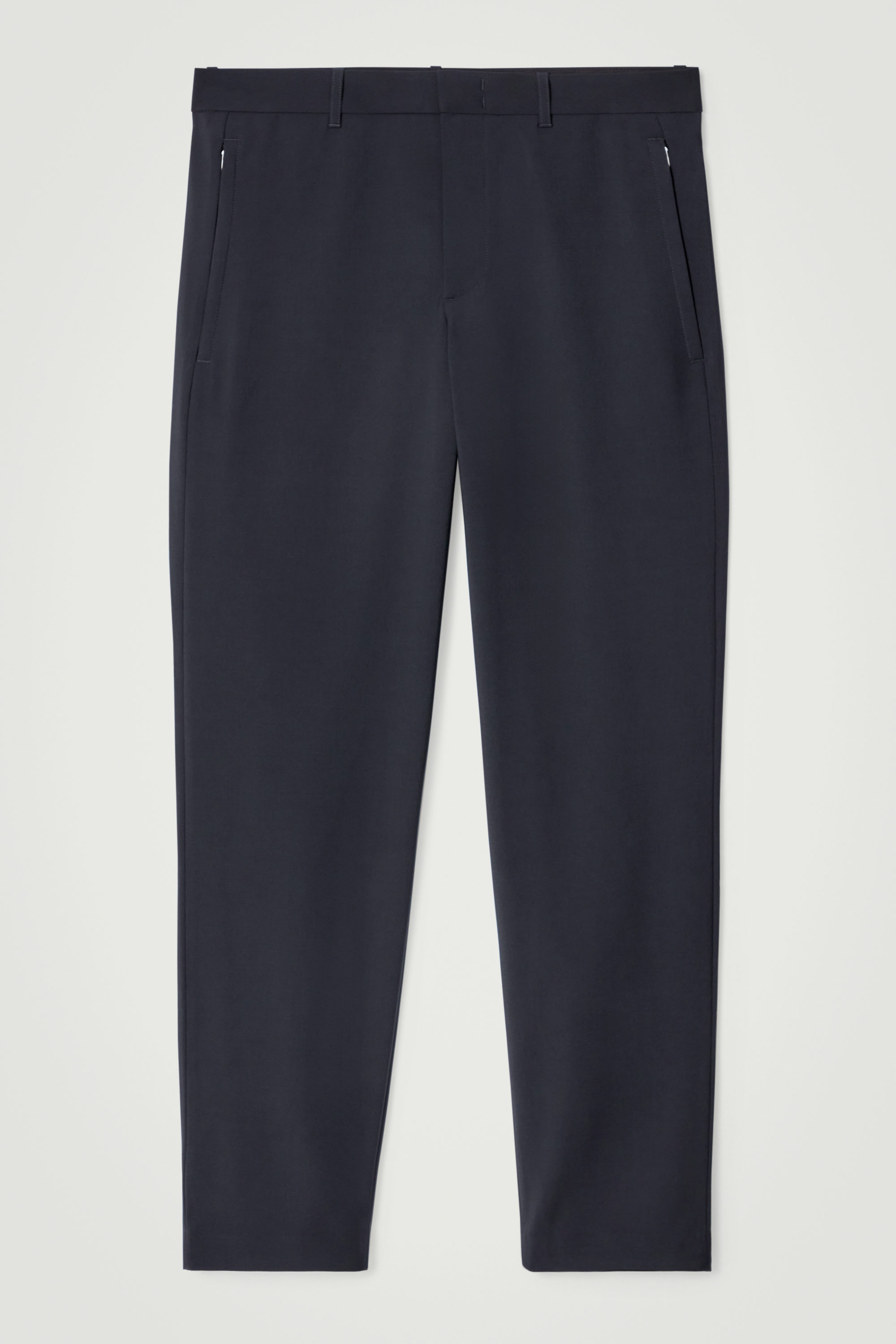 WOOL-BLEND STRAIGHT-LEG TROUSERS - NAVY