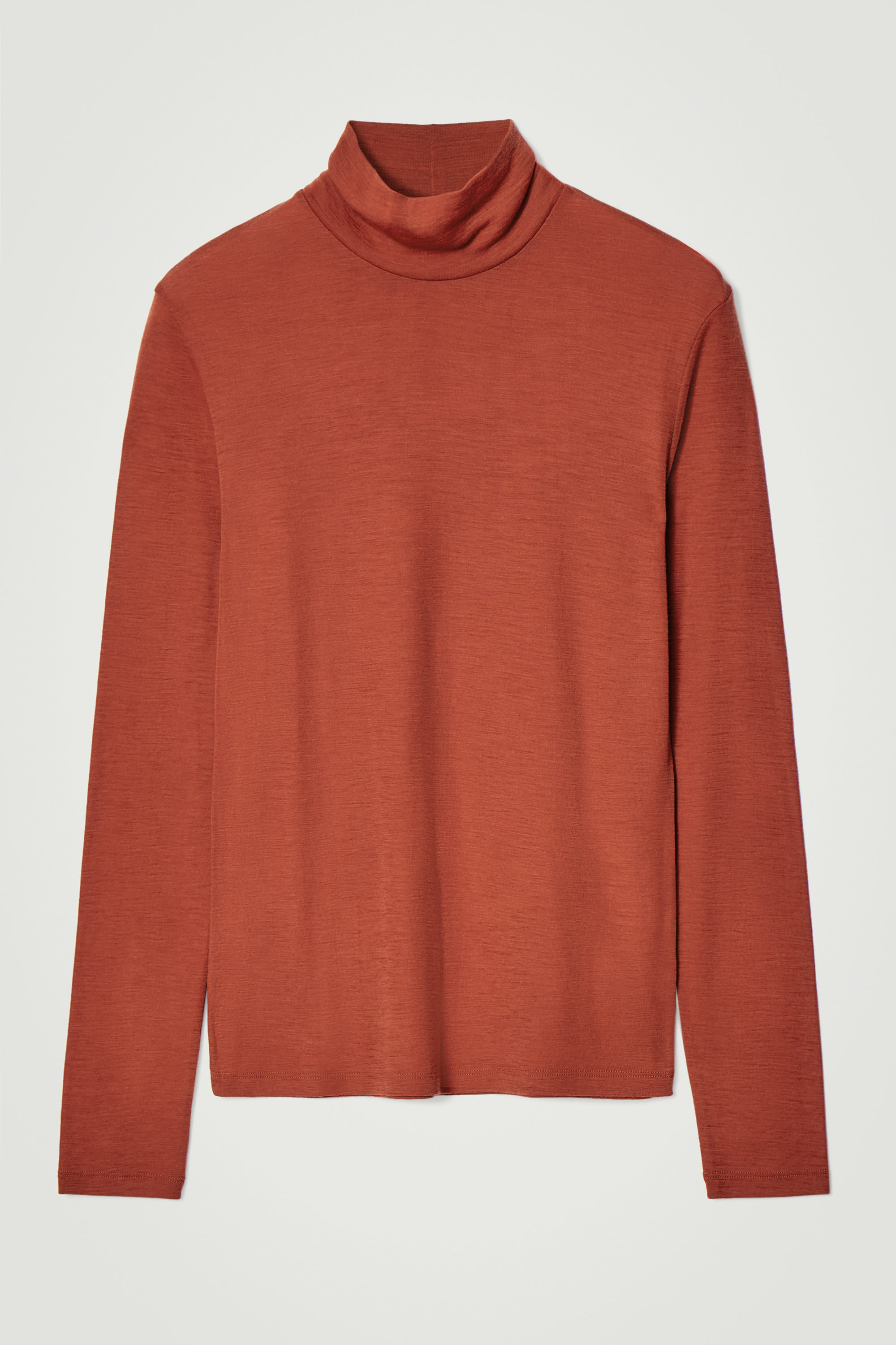 SLIM WOOL-JERSEY ROLLNECK TOP - RED