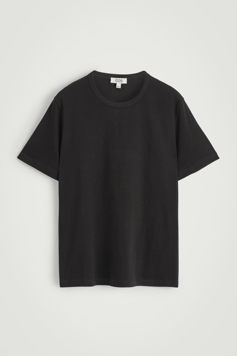 Cos T-shirt En Coton Brossé In Noir