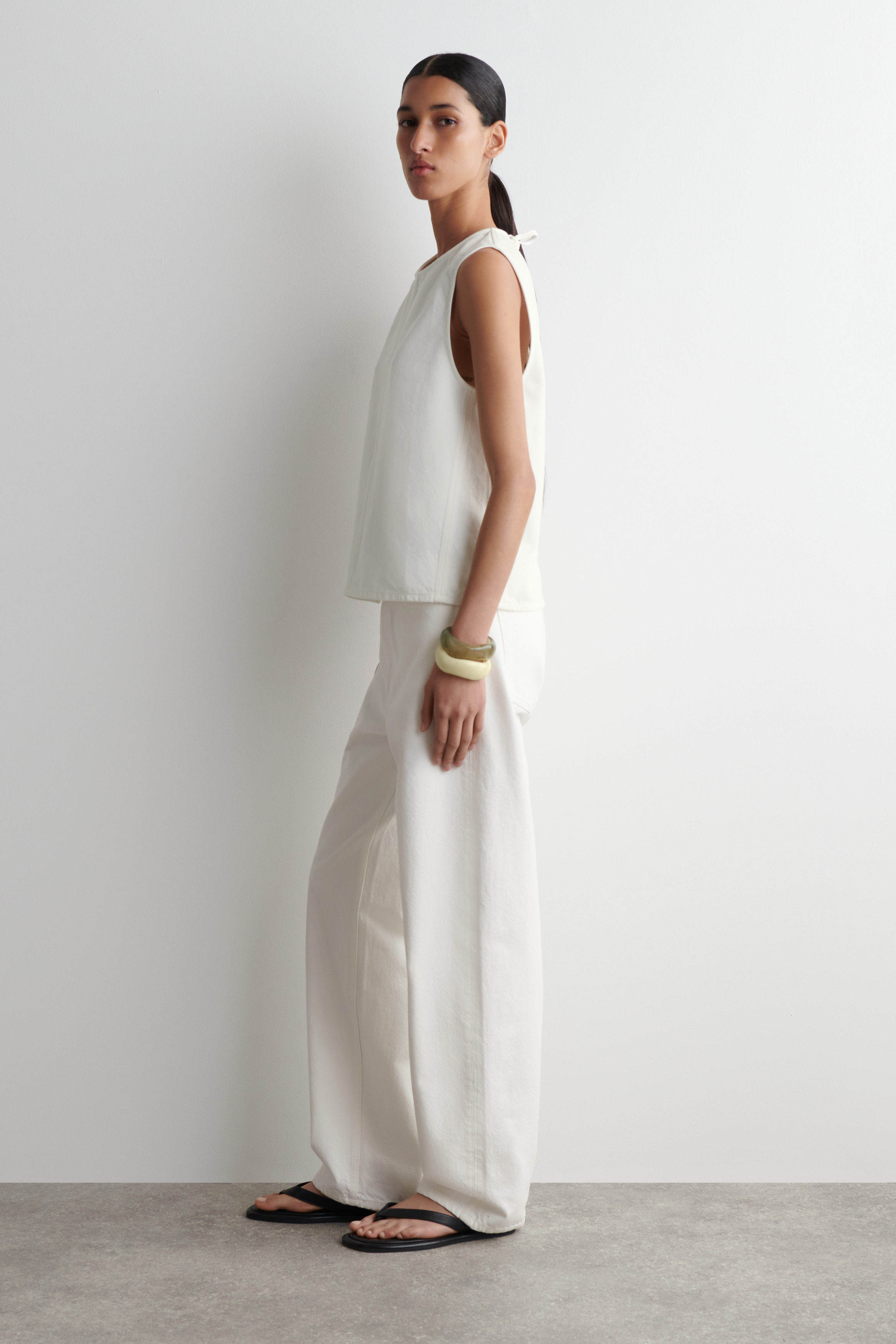 SLEEVELESS DENIM TOP - WHITE | COS